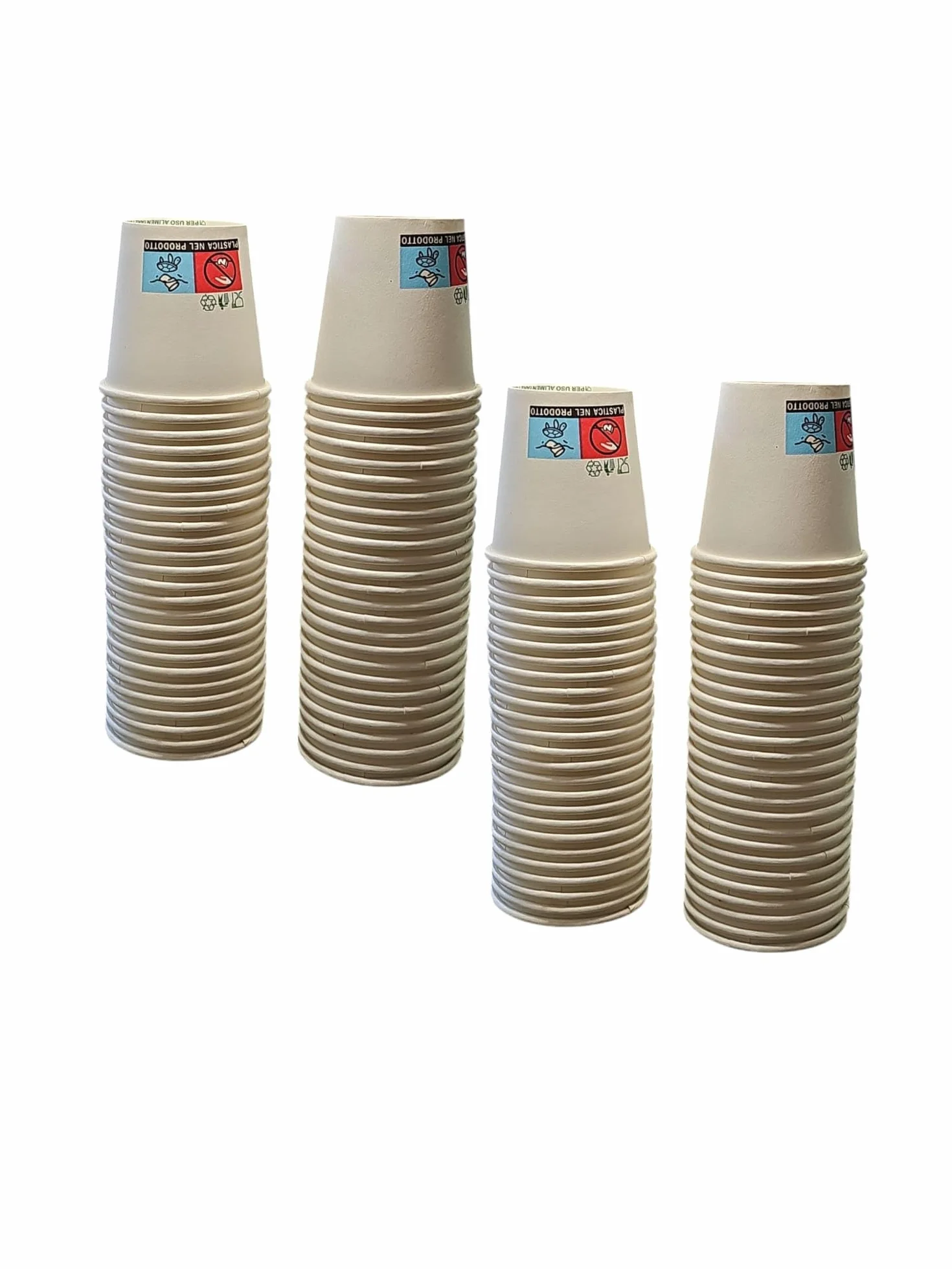 Bicchieri in Carta 75 ml Cartoncino Biodegradabile per Bevande Calde e Fredde Caffé Te (100, Bianco Neutro)