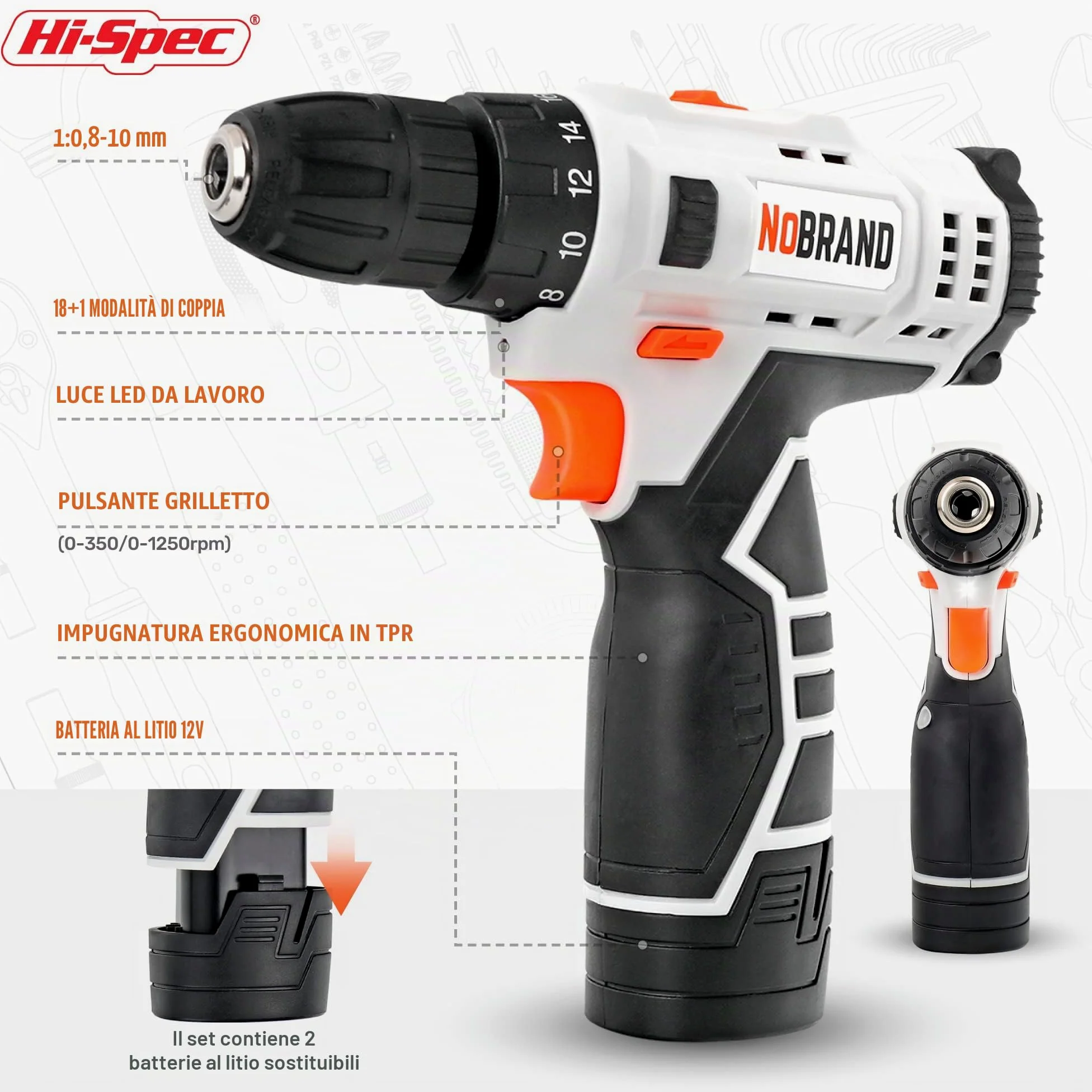 Hi-Spec Trapano Avvitatore 12V, Kit Casa e Ufficio | montaggi e riparazioni più rapidi, controllo facile e uso intuitivo, design leggero per lavorare senza fatica, 49 pc