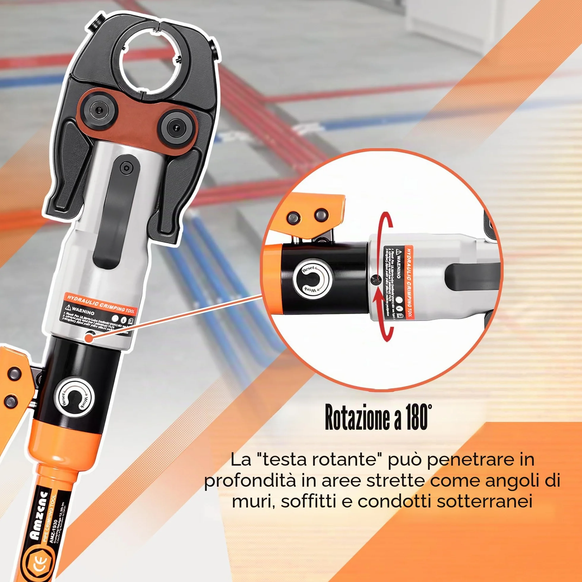 AMZCNC Pinza a pressa professionale (idraulica) con ganasce a pressione, profilo TH 16-20-26-32, per tubi compositi con raccordi del contorno TH, inserti a ganasce TH16, TH20, TH26, TH32 con