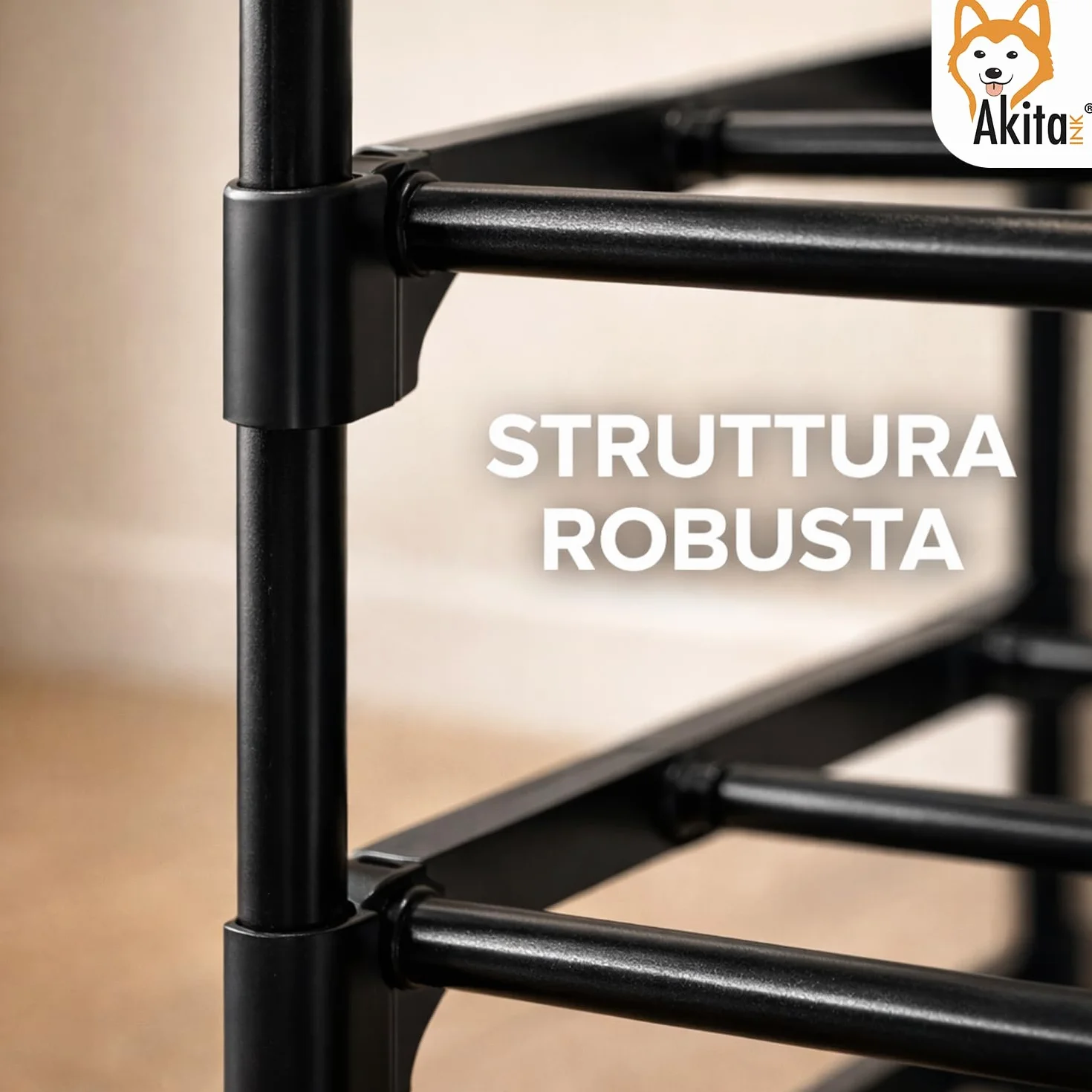 AKITAInk Portascarpe 4 Ripiani in Metallo, Scarpiera Salvaspazio per 20 Paia, Struttura Robusta, Nero 65,5x29,5x72 cm