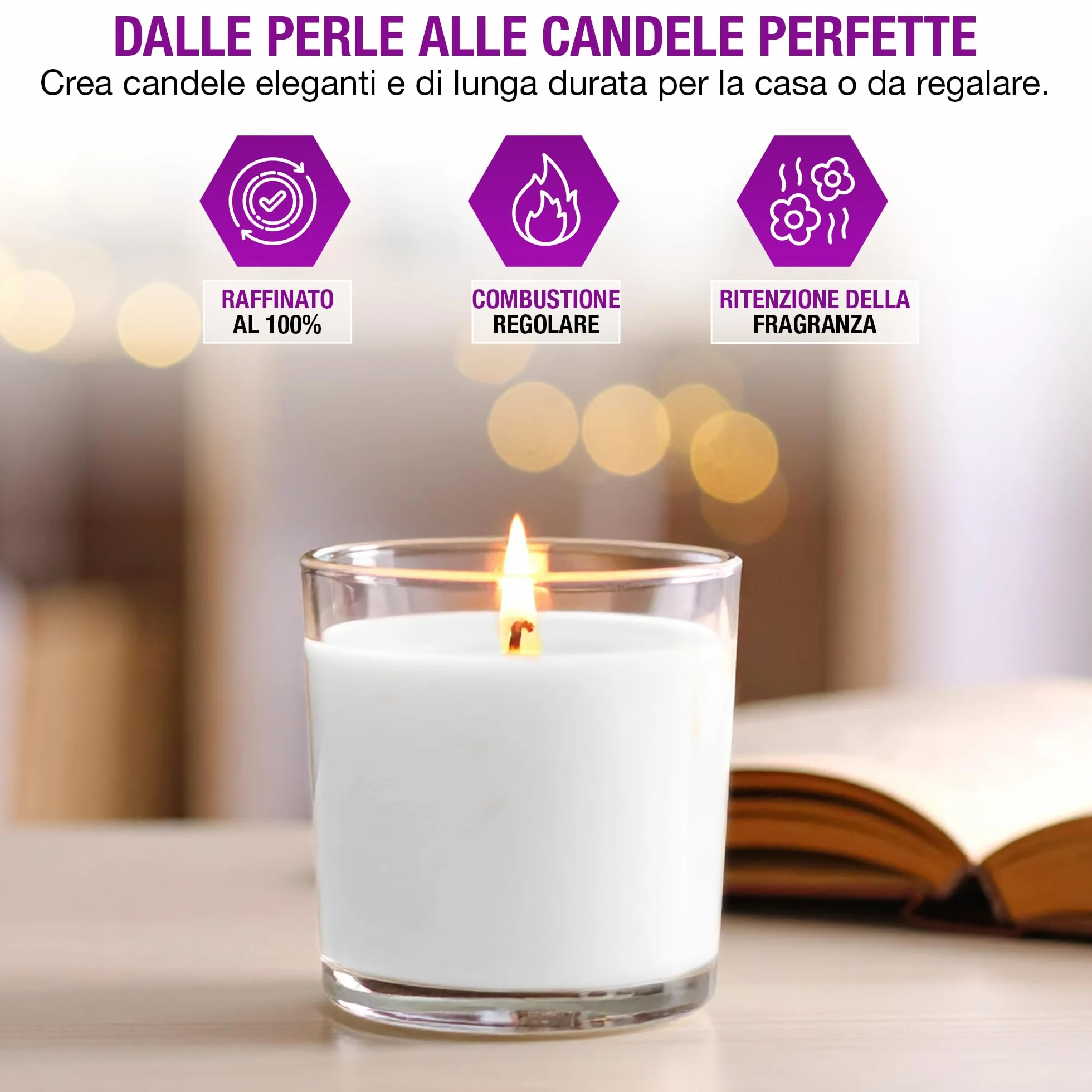 WAXIM Cera di Parafina per Candele 950 g in Perle – Cera per Candele Fai da Te, Candle Wax Bianca a Fondere per Candele, DIY, Cera da Sciogliere, Creazione Artigianali