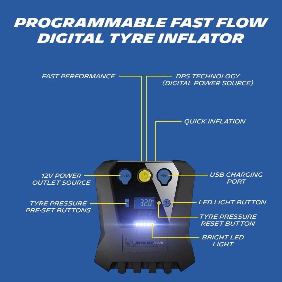 MICHELIN 009519 Compressore Digitale Programmabile 12V, 6,9 Bar