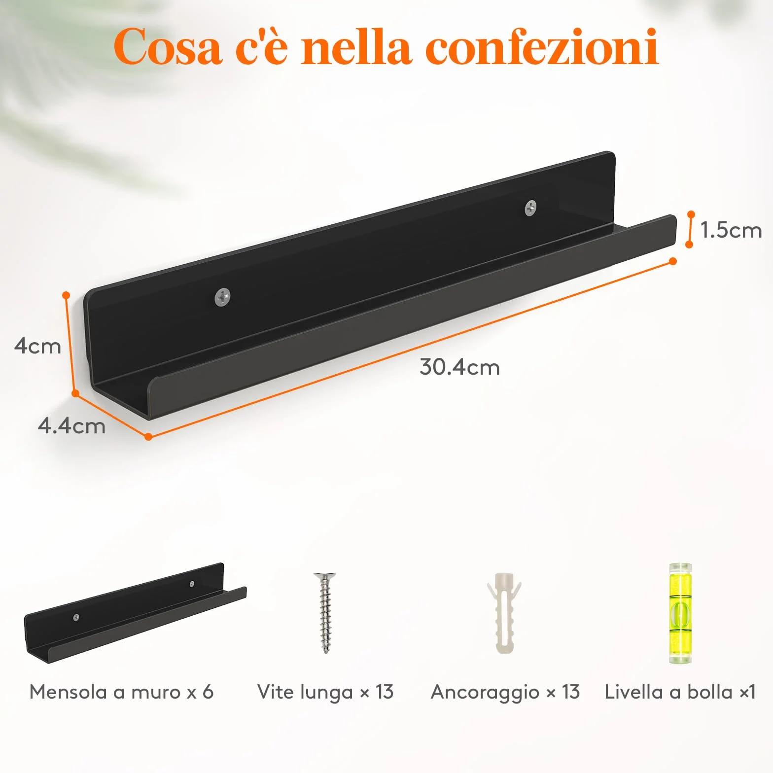 Lifewit Mensole Espositive per Dischi in Vinile 30,5 cm, Confezione da 6 in Acrilico Nero, Scaffale da Parete per Esposizione Libro/Make-up per Organizzazione Camera da Letto, Soggiorno, Bagno