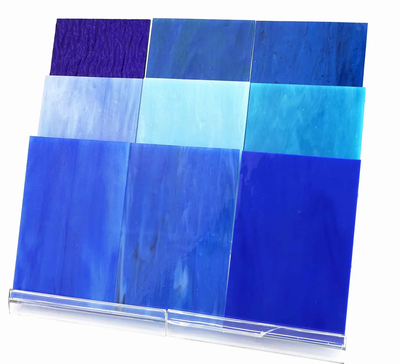Lanyani 10 fogli di vetro colorato blu, 10,2 x 15,2 cm, opale, vetro Tiffany, texture miste