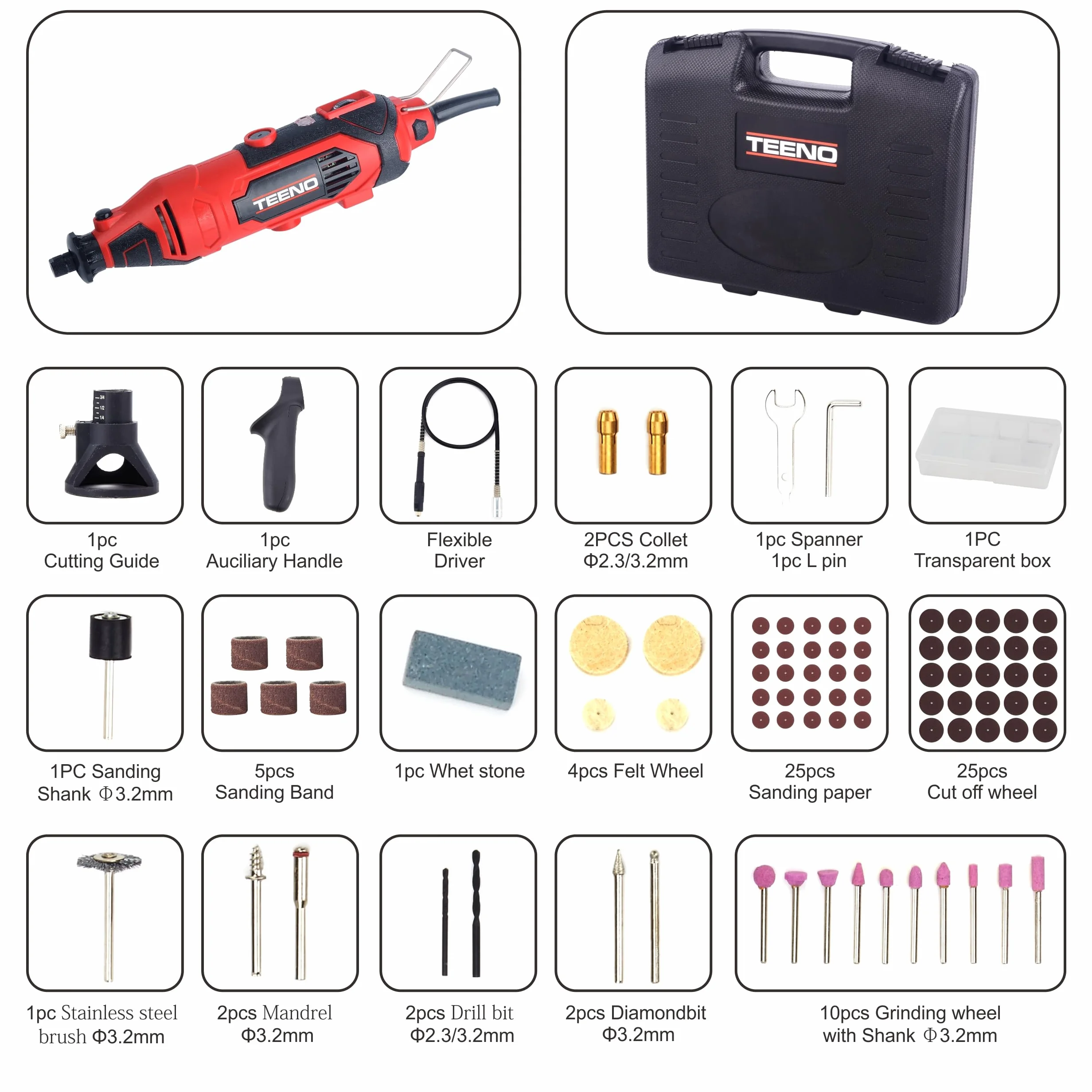 TEENO Strumento Multifunzione Utensile Rotante 80 Accessori Mini Drill Velocita Variabile