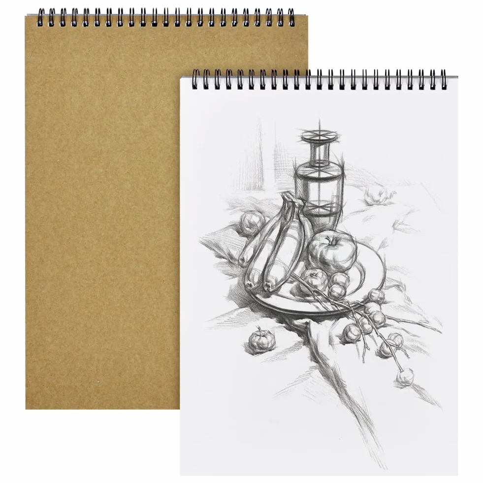 OFFCUP Album da Disegno Professionale, 2 Pacchi A4, 160 GSM Blocco, Quaderno Spiralati, Fogli da Schizzi, Sketchbook per Manga, Dipingere, Scrivere