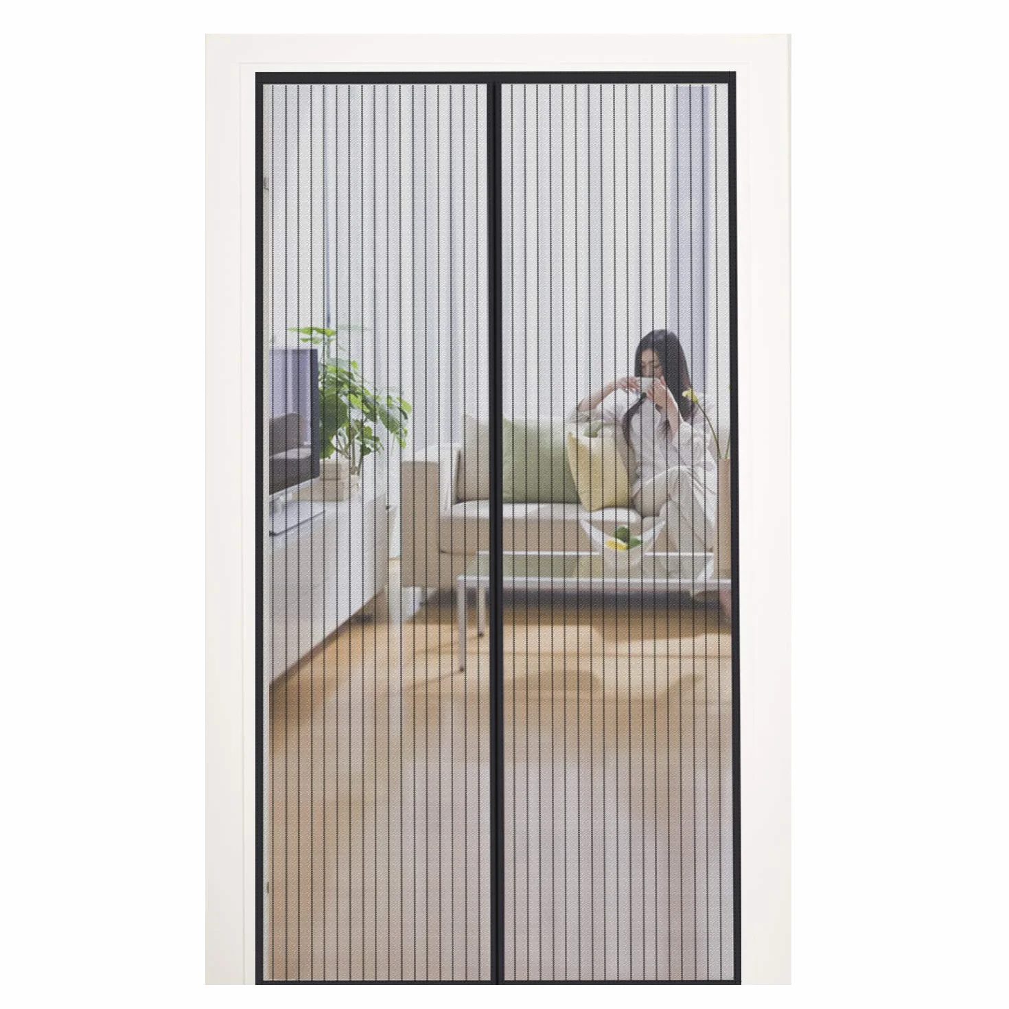 MYCARBON Zanzariera Magnetica 120x240cm Zanzariera Porta Finestra a Calamita Resistente Traspirante Tenda Anti Mosche, Nero