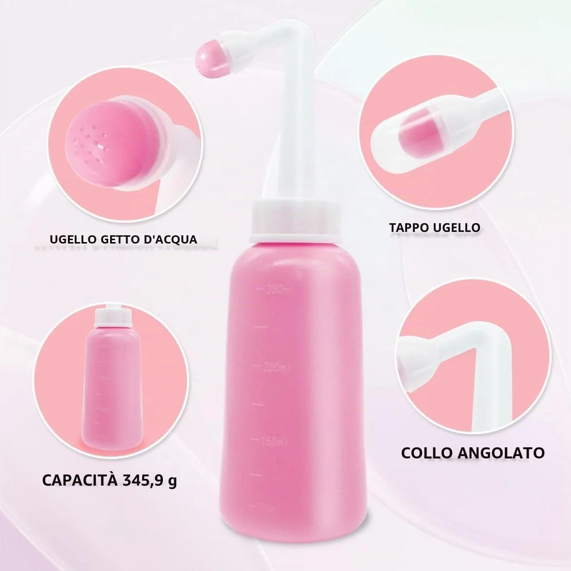 Bidet Portatile – 350ml Peri Bottle Post Partum per Letto Settimanale e Ospedale | Bidet Portatile da Viaggio con Tasche Impermeabili