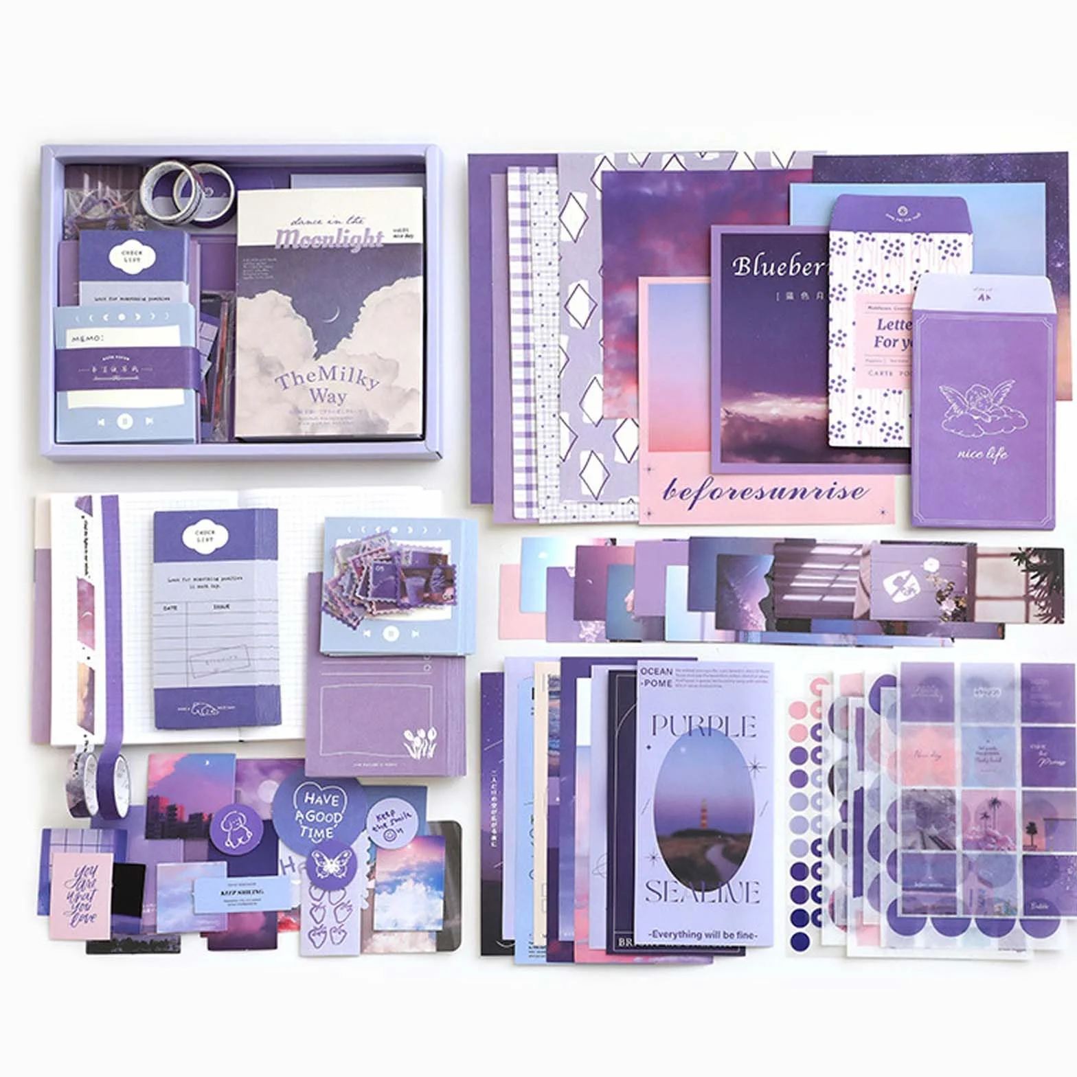 Zimoer Set di Accessori per Scrapbookking Estetico, Scrapbook Set di accessori estetici Bullet Journal con griglia A6, Bullet Junk Journal Set per Scrapbook Journaling, regalo DIY per ragazze e donne