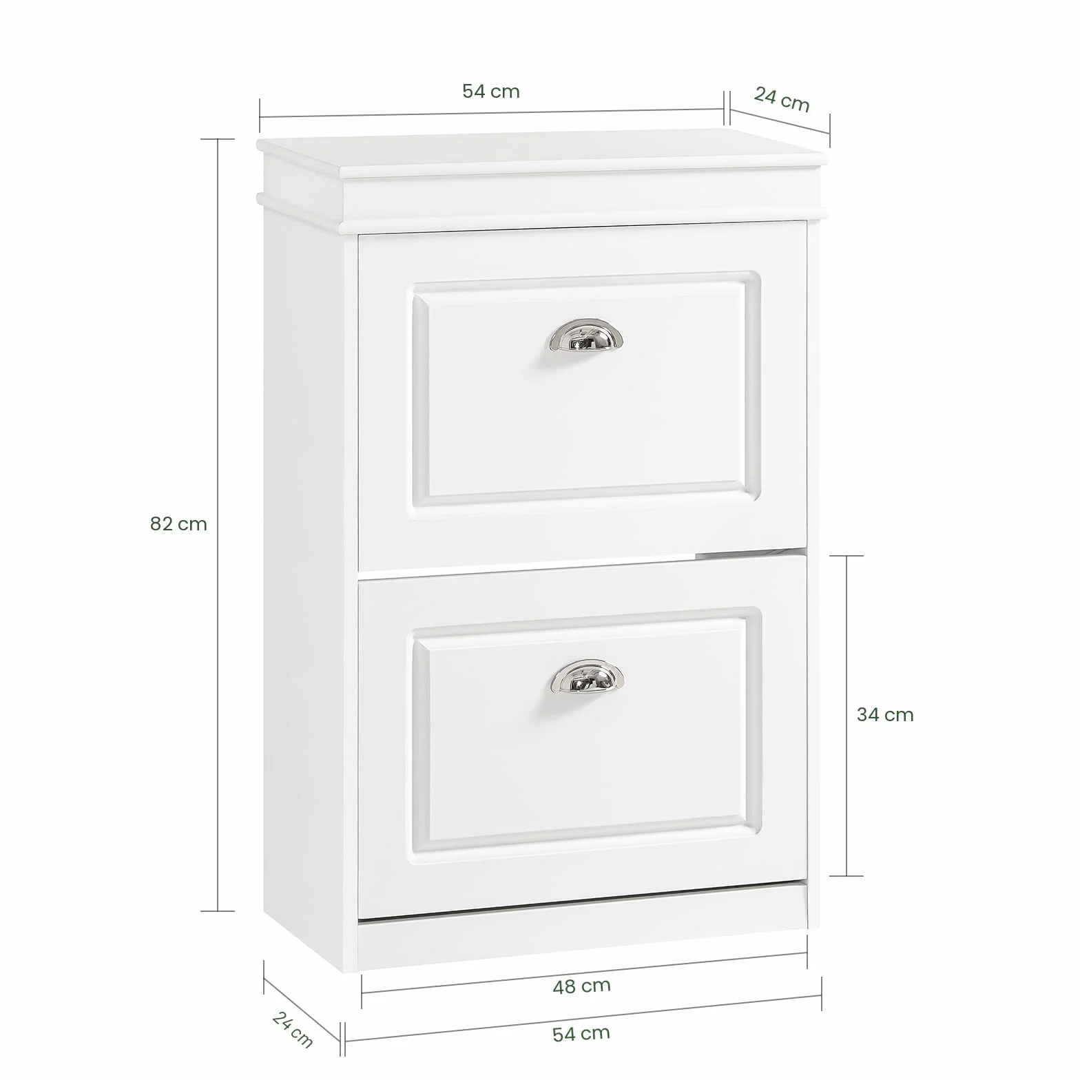 SoBuy Scarpiera Salvaspazio Slim Mobiletto da Ingresso con 2 Ante a Ribalta, Armadio Portascarpe Scarpiera Legno Moderna per Ingresso, Corridoio o Camera da Letto 54x24x83cm Bianco FSR78-W