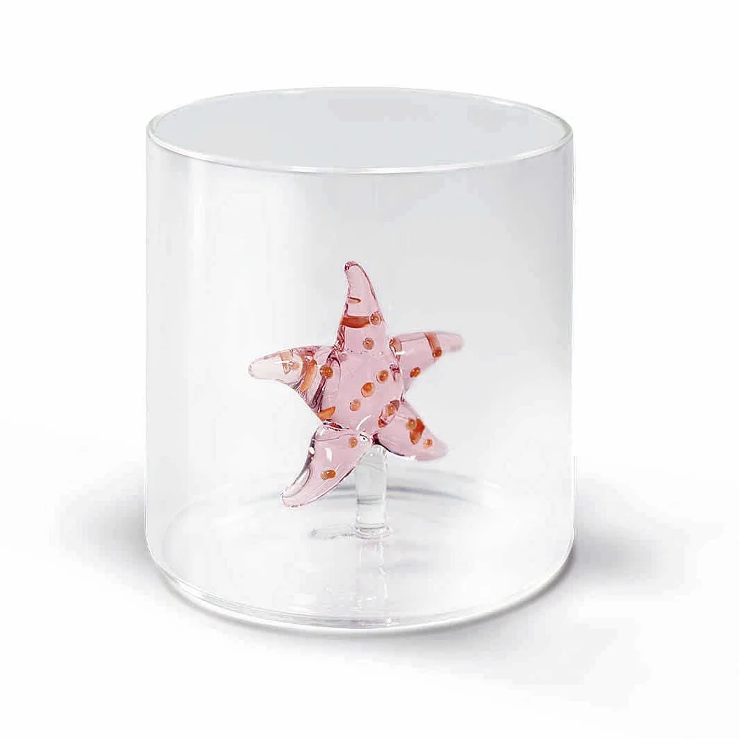 Bicchiere in vetro borosilicato 250 ml con decoro stella marina