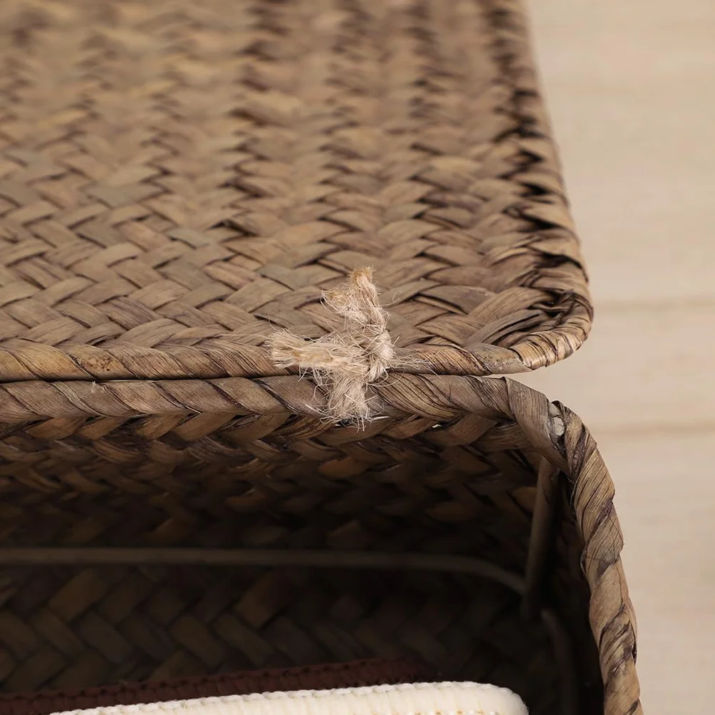 SUMNACON 2 cestini in rattan naturale con coperchio, fatti a mano, per cucina, bagno, camera da letto, grandi e piccoli (rettangolari, marroni)