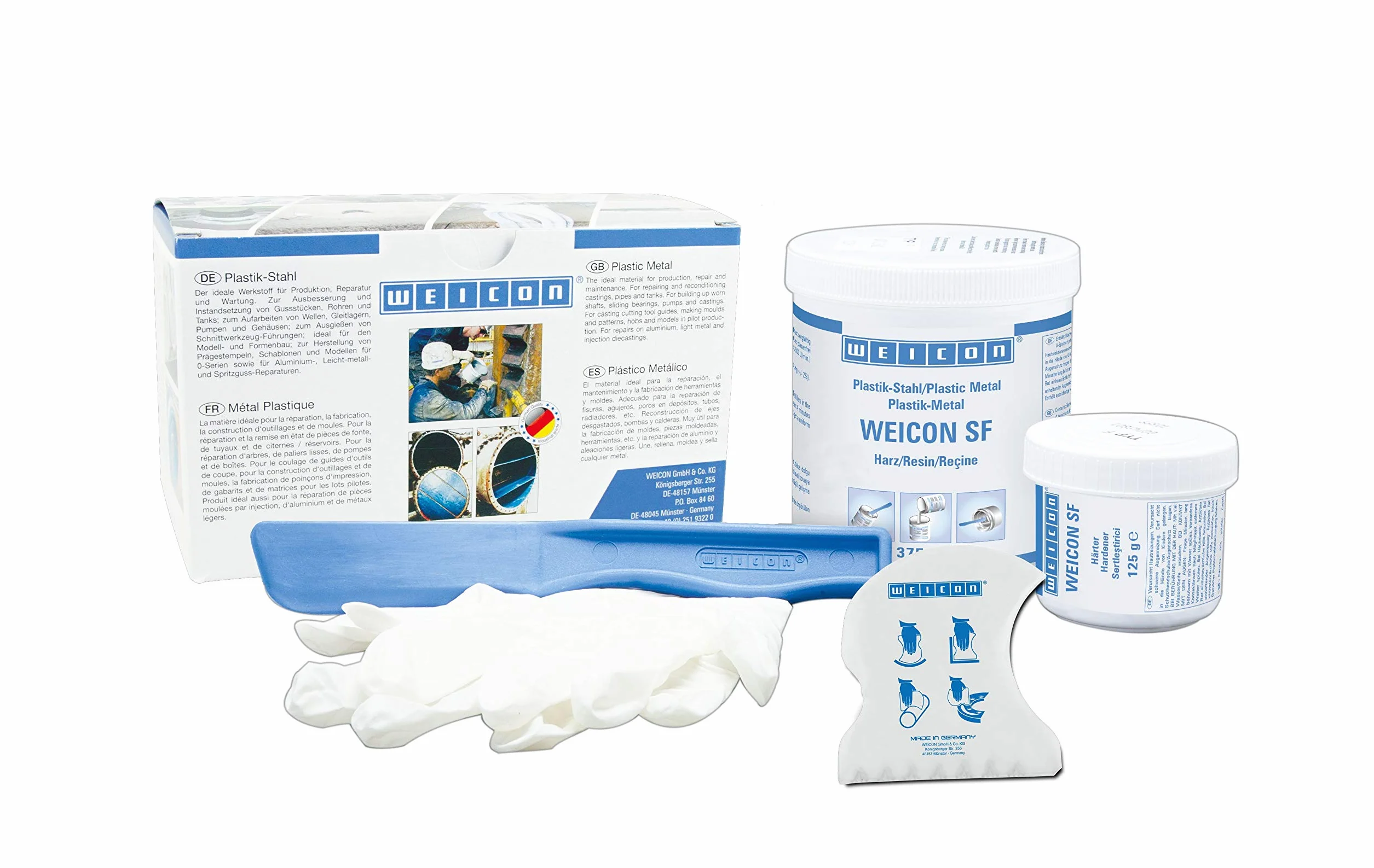 WEICON SF Resina epossidica plastica acciaio 500 g per riparazioni e correzioni rapide
