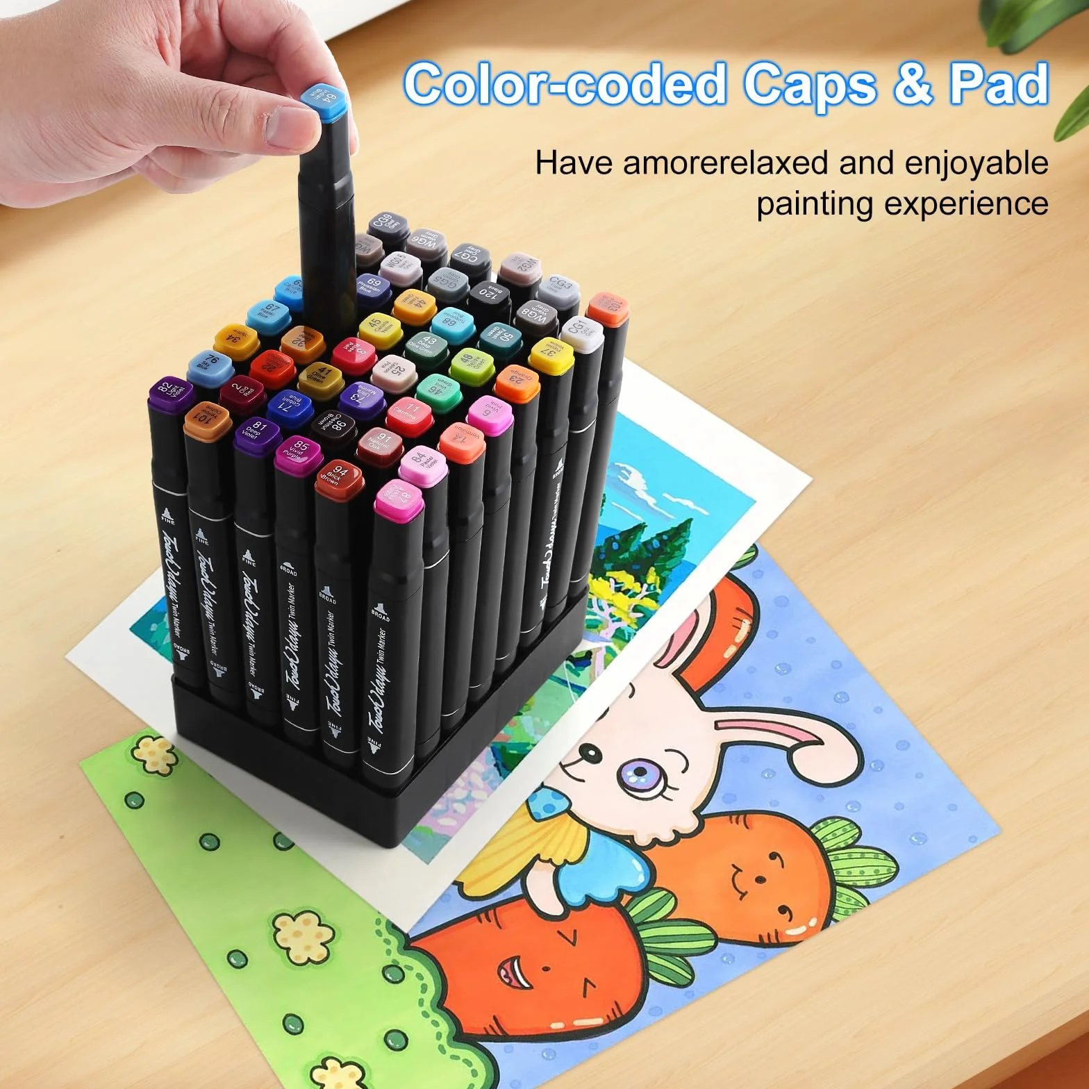 Set di Pennarelli ad Alcool, 48 Colori Doppia Punta, colori a spirito, per bambini e adulti, Graffiti, Chisel Brush, pennarelli acrilici, pennarelli punta grossa, per Schizzi, Disegno, Calligrafia.