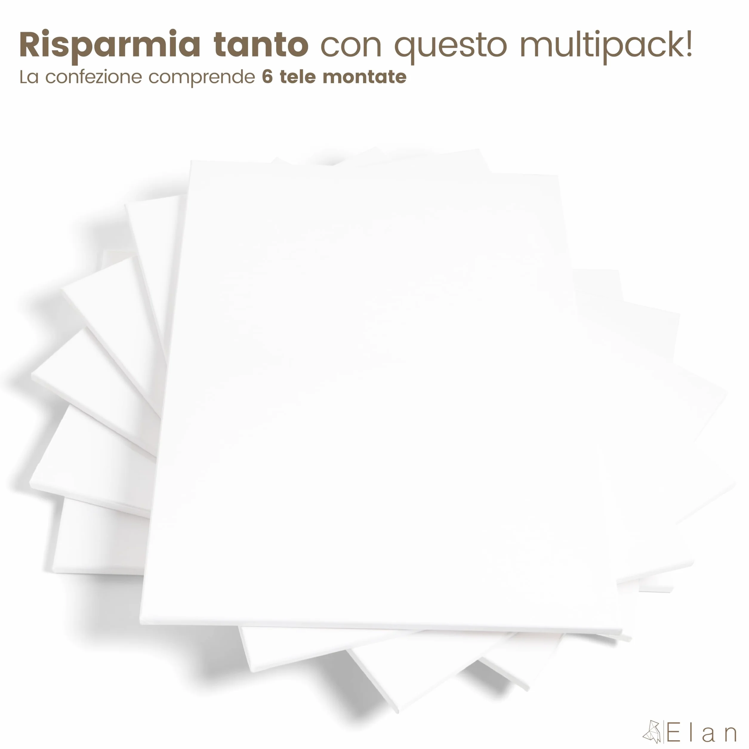 Elan Tela per Dipingere 20x30, Set da 6 Tele per Dipingere 20x30, 100% Cotone Tele Pittura, Canvas for Painting 280GSM, Tela 30x20