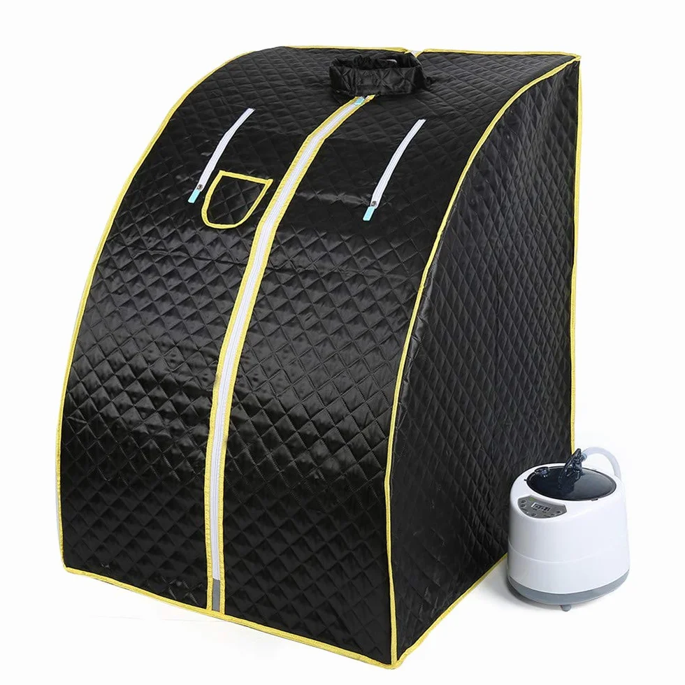 Cabina Sauna a vapore，Sauna domestica in casa， Bagno di vapore portatile a casa Mobile Sauna，1000W (nero)
