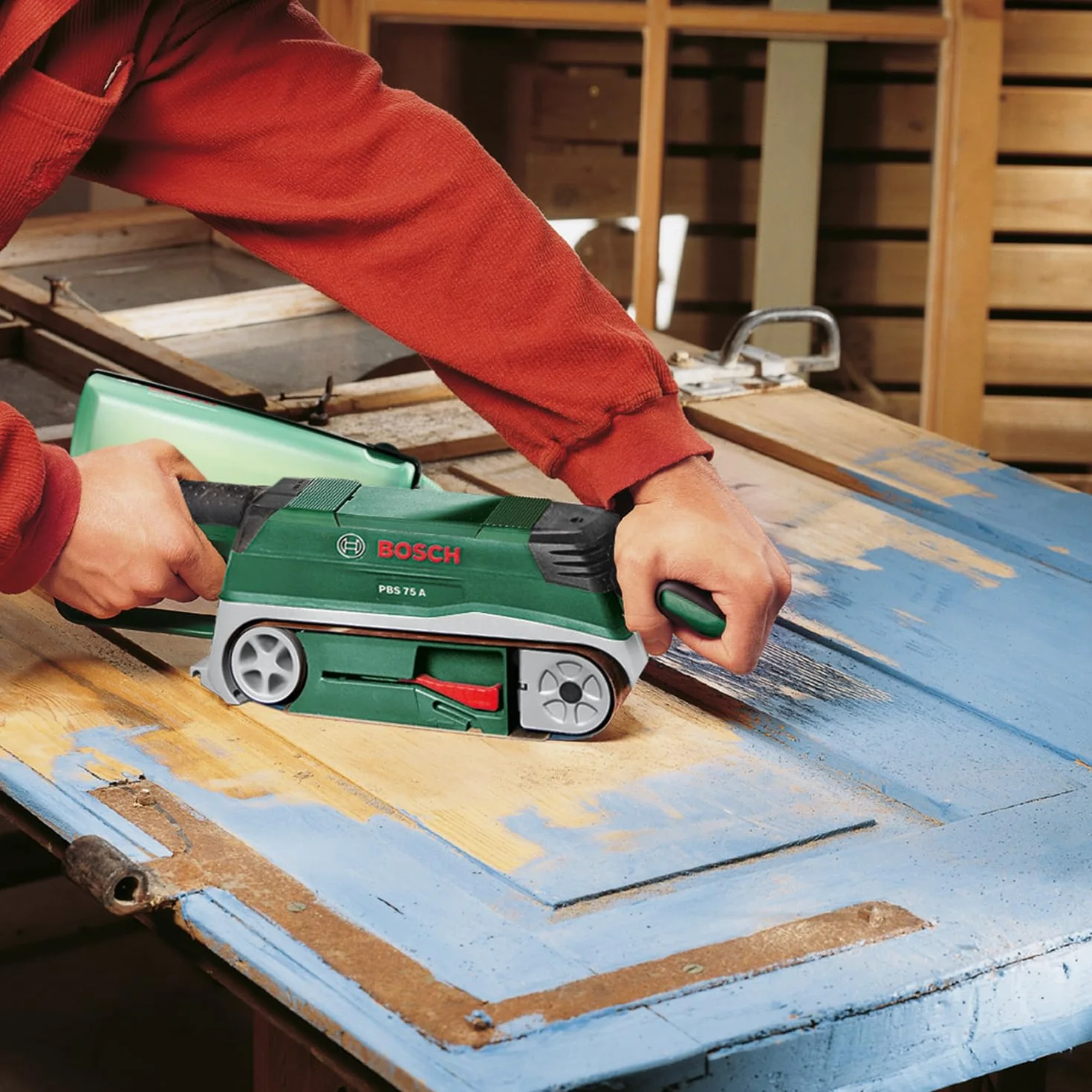 Bosch Home and Garden 06032A1000 Levigatrice a Nastro Psb 75 a, 710 W, Multicolore