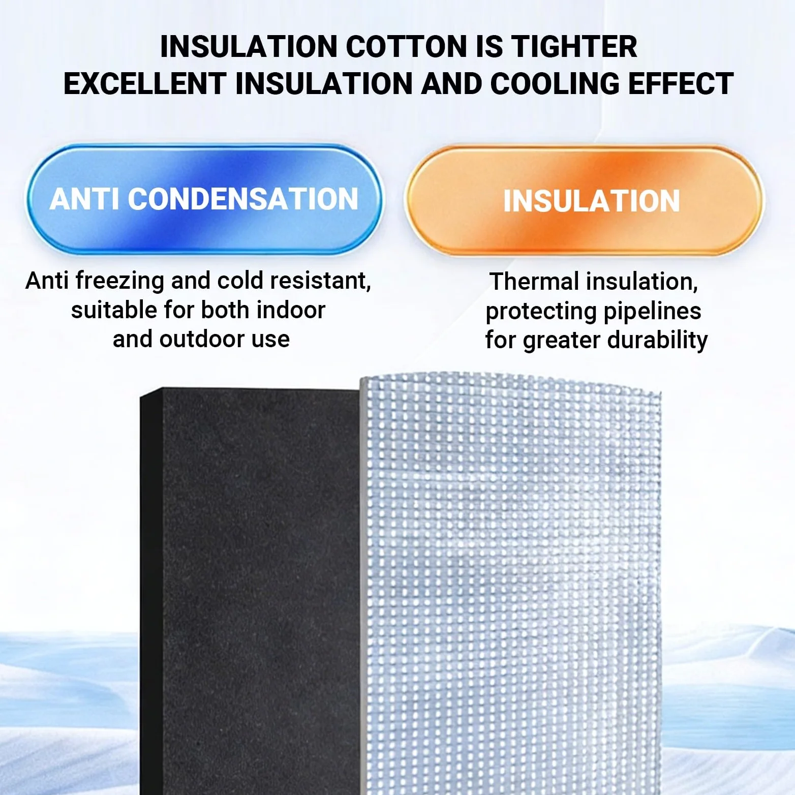 Coperture per tubi in schiuma, pre fessura e bordo adesivo autosigillante, coperture per tubi cavi, nastro isolante in schiuma per protezione invernale dal gelo per tubi dell'acqua fredda e calda, 95