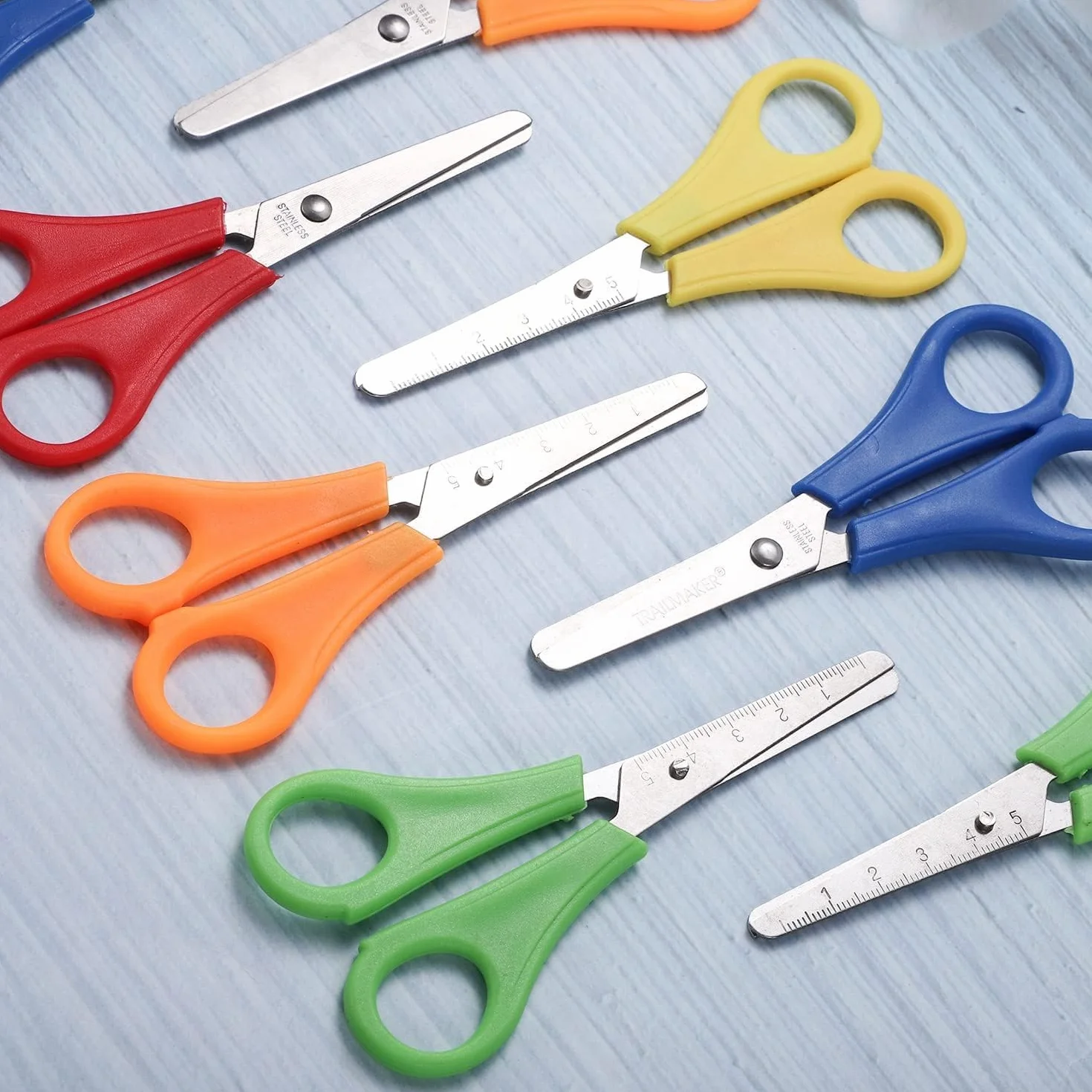 Forbici Sicurezza Bambini 10 Pezzi 5 Pollici, Punta Arrotondata, Impugnatura Morbida, Colorate per Scuola e Scrapbooking