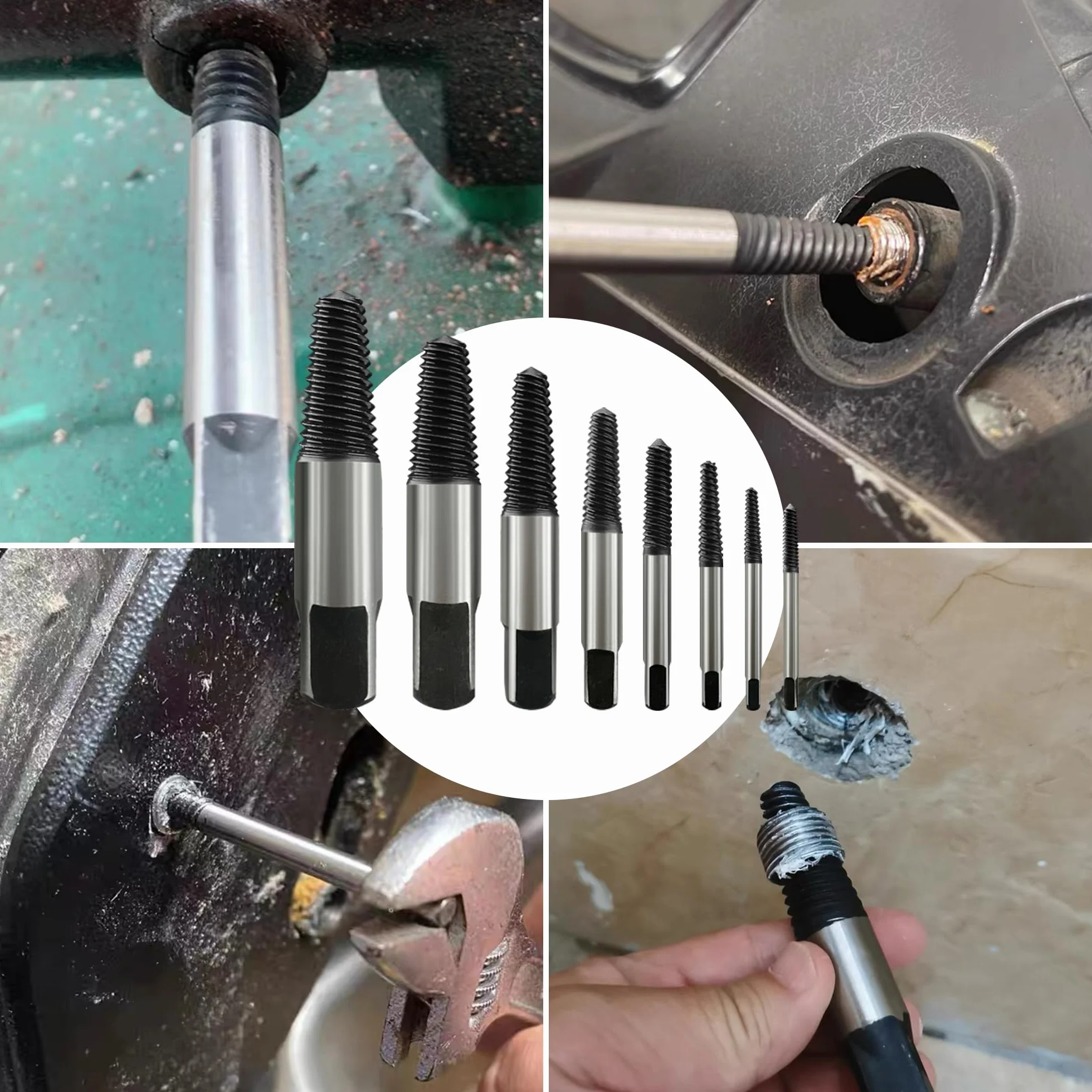 Set di 8 estrattori per viti professionale, set di 8 estrattori per viti, per la rimozione di viti spazzolate