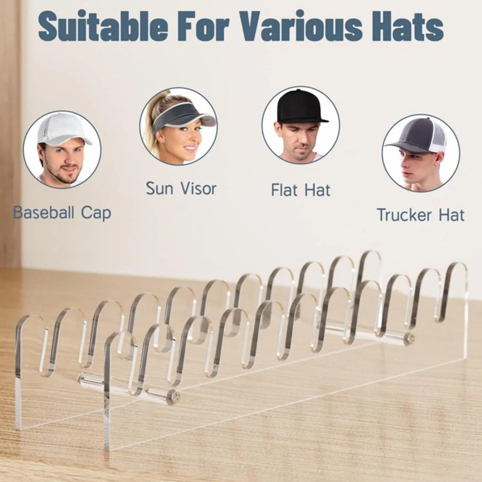 Organizzatore di stoccaggio dei cappelli, rack per cappellini da baseball,Porta di deposito da 10 slot a cappello - Scaffale per organizzatore domestico che risparmia spazio, tappi da baseball stand-s