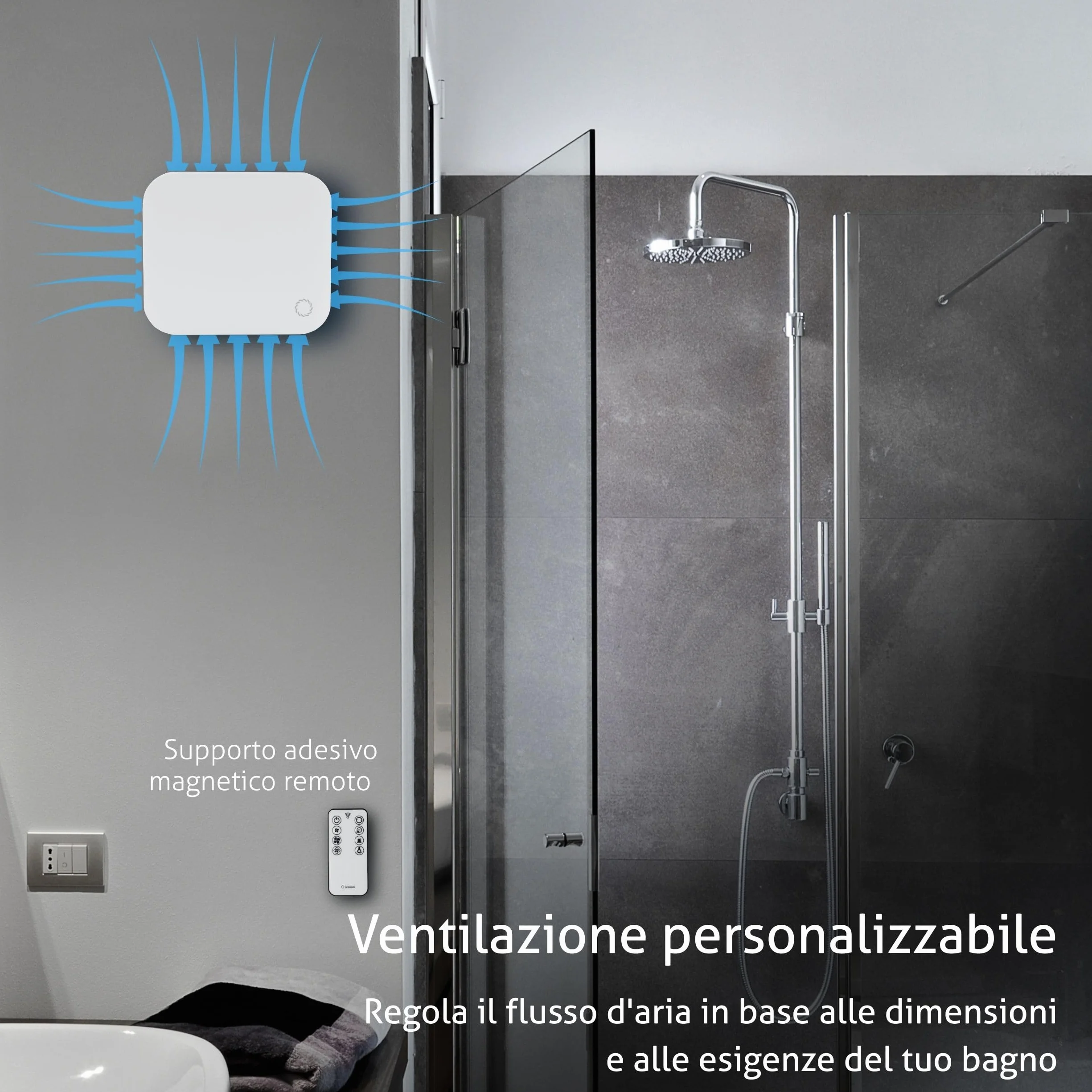 Turbionaire Trend Plus 100 WM Aspiratore per Bagno 100mm 22dB 5.7W Telecomando Valvola di Non Ritorno Timer