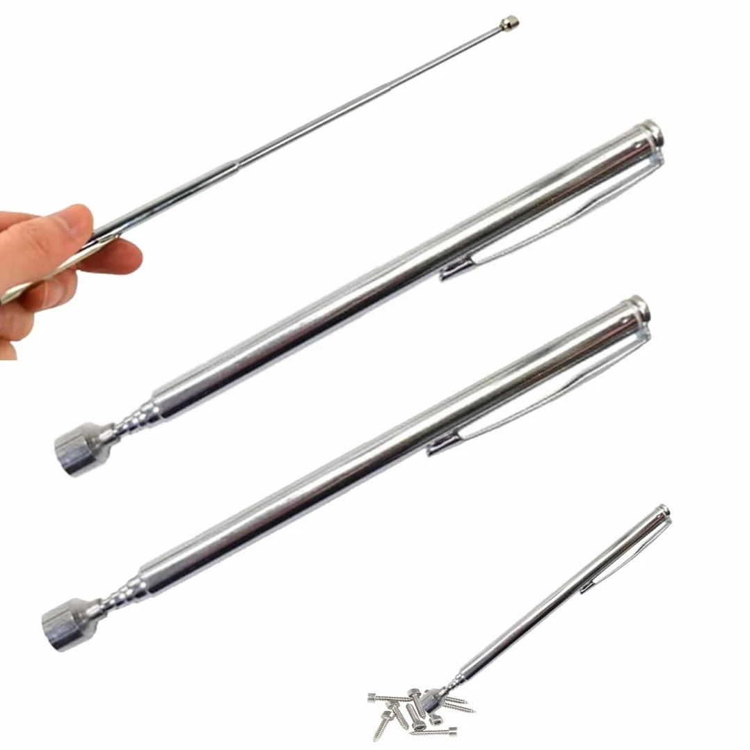 2 Pezzi Calamita Telescopica Penna Acciaio Inossidabile Calamita da 13 a 64cm Portatile Strumento di Prelievo Magnetico Telescopico per Trovare Bulloni, Dadi, Viti, Pezzi di Metallo