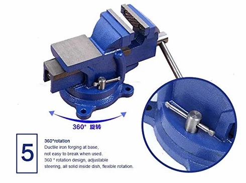 KATSU Morsa da Banco 5" 125mm 5,2kg, Heavy Duty 360 Gradi Base Girevole Tornio Fresatrice Tavolo Morsetto da Banco per Meccanici e Ingegneri 402351