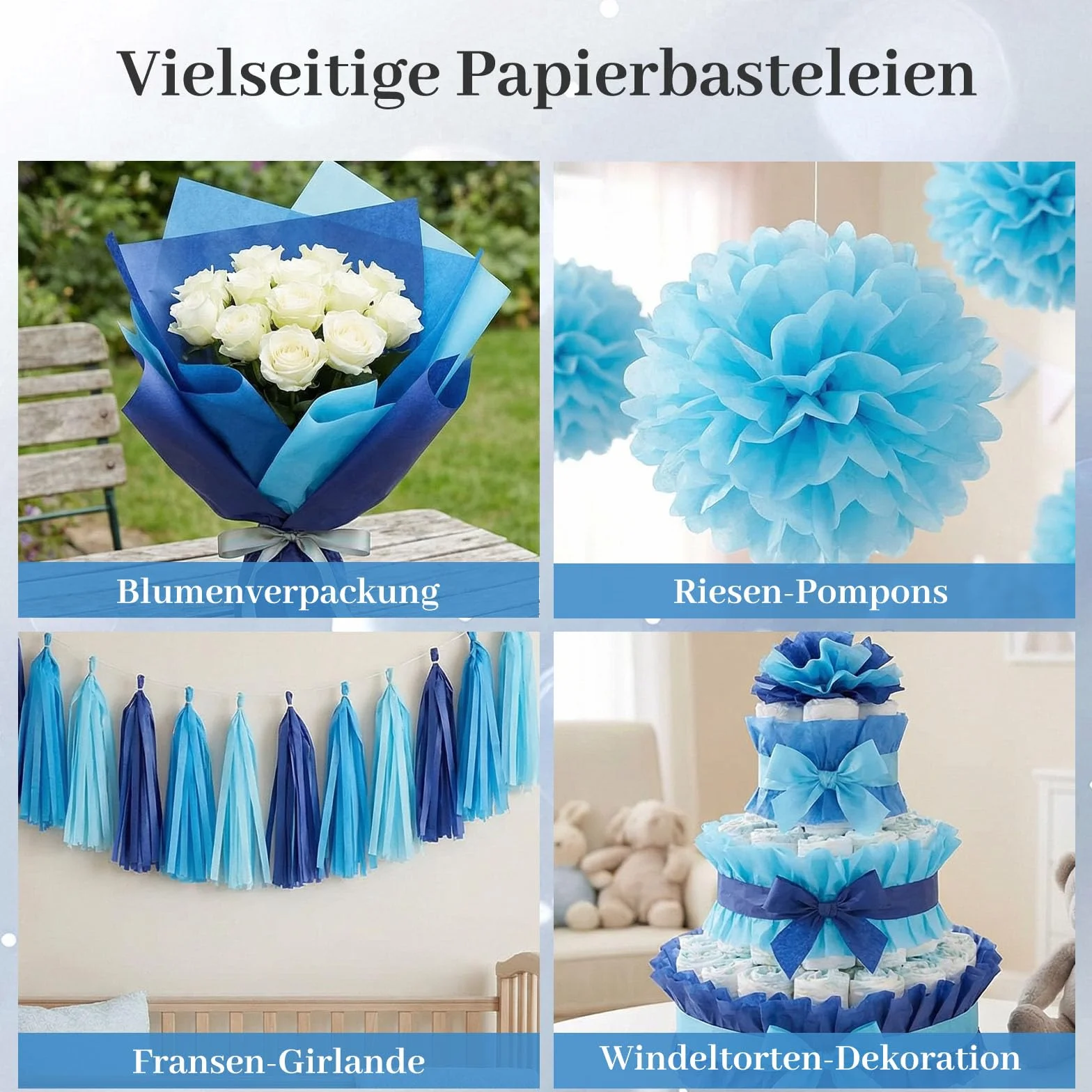 Carta velina blu 75 fogli 50x35 cm VGOODALL carta regalo compleanno matrimonio