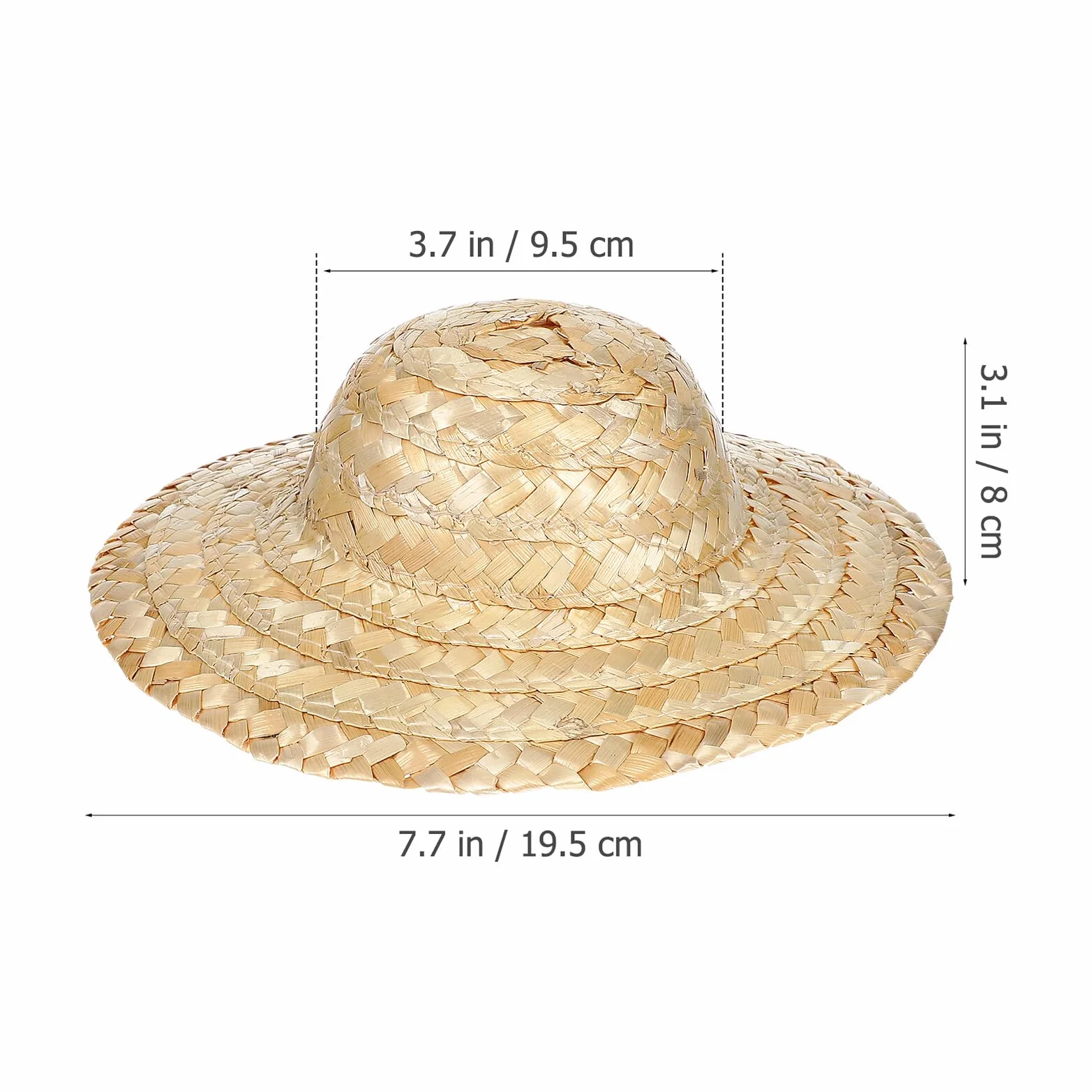 Mini Cappelli di Paglia Intrecciati Fatti a Mano, Ornamento Decorativo per Bambole, Accessori Fotografici Artigianali, Set da 2 Pezzi da 8 Pollici per Decorazione Fai-da-te
