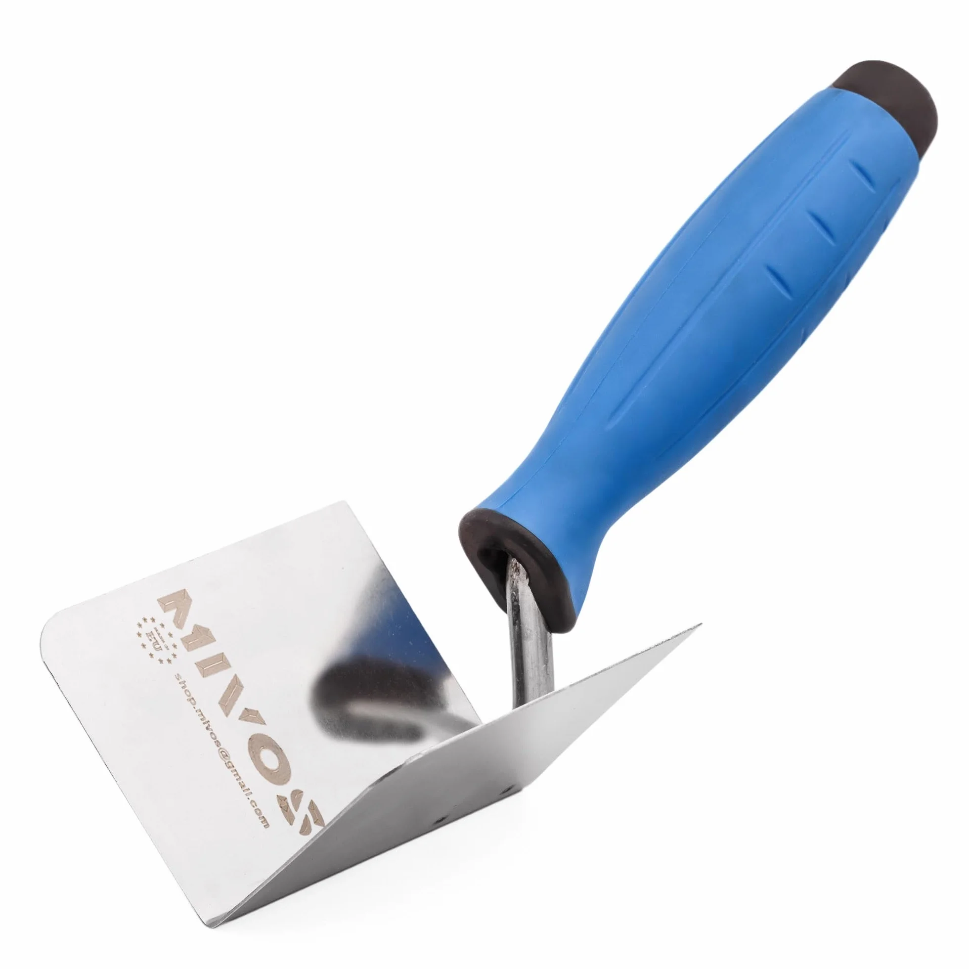 Mivos 2x Cazzuola Angolare Antiruggine 80 x 60 mm - Cazzuola Angolare Interna ed Esterna in Acciaio Inox - Spatole Angolari per Bordi Interni ed Esterni con Impugnatura Morbida - Spatola Angolare