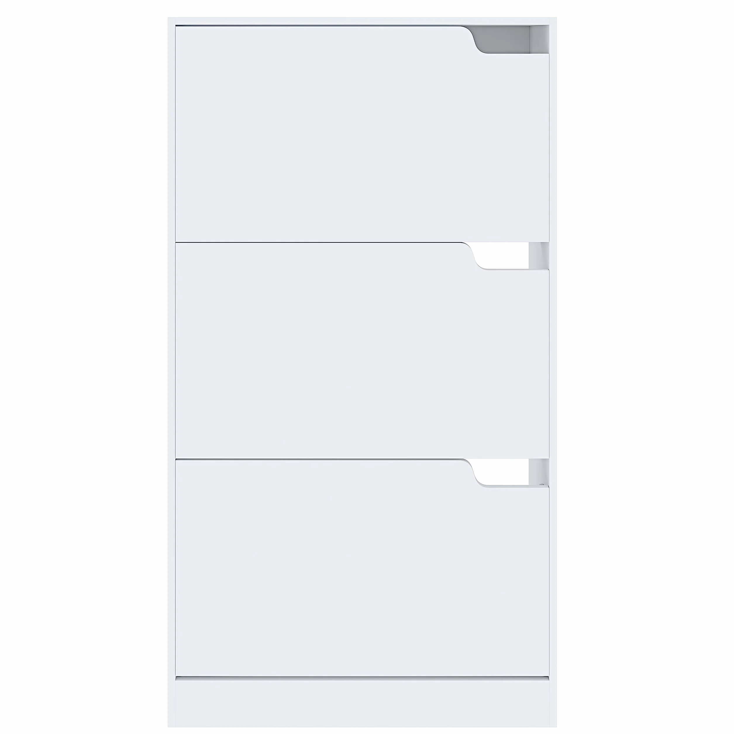 Arreditaly Scarpiera Portascarpe 3 Ante In Legno MDF Da Ingresso Salvaspazio A Ribalta Design Con Maniglie A Scomparsa Doppia Profondità Slim Soggiorno Casa Camera Ufficio 115 x 24 x 63 Cm (White)