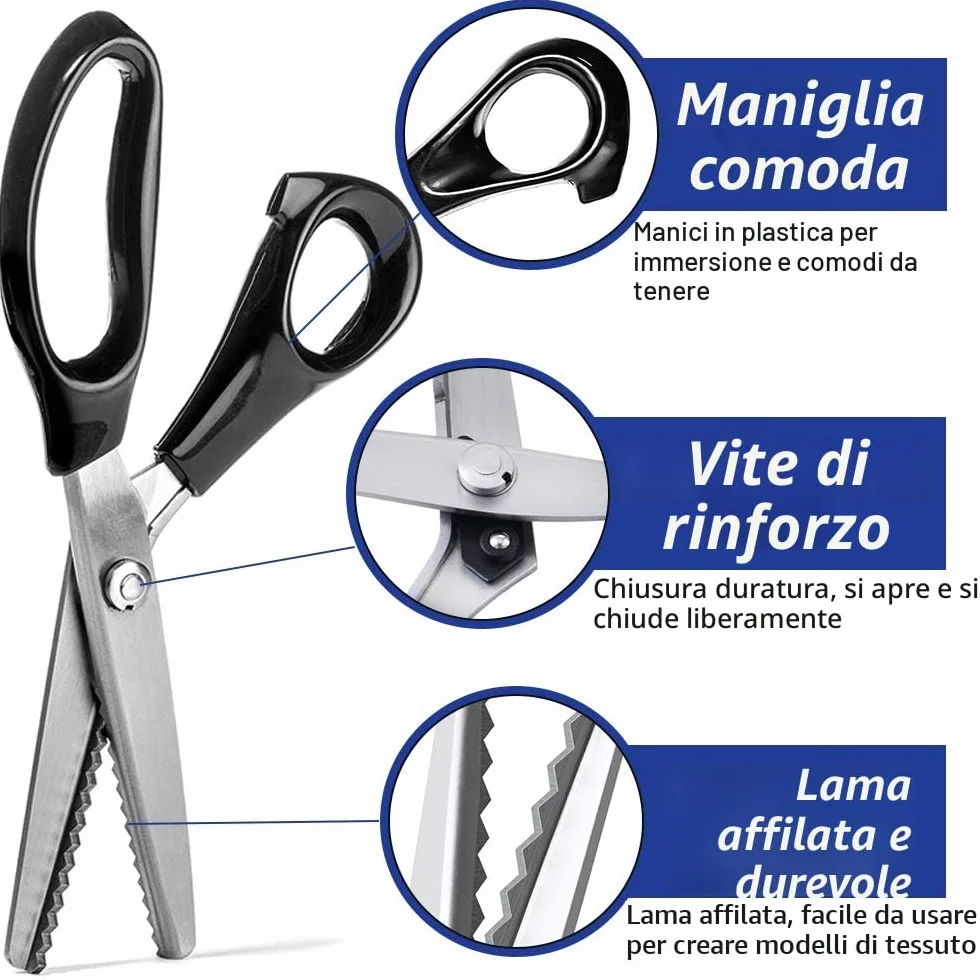 Forbici da dentellare per sartoria professionale taglio zig zag tessuto carta feltro