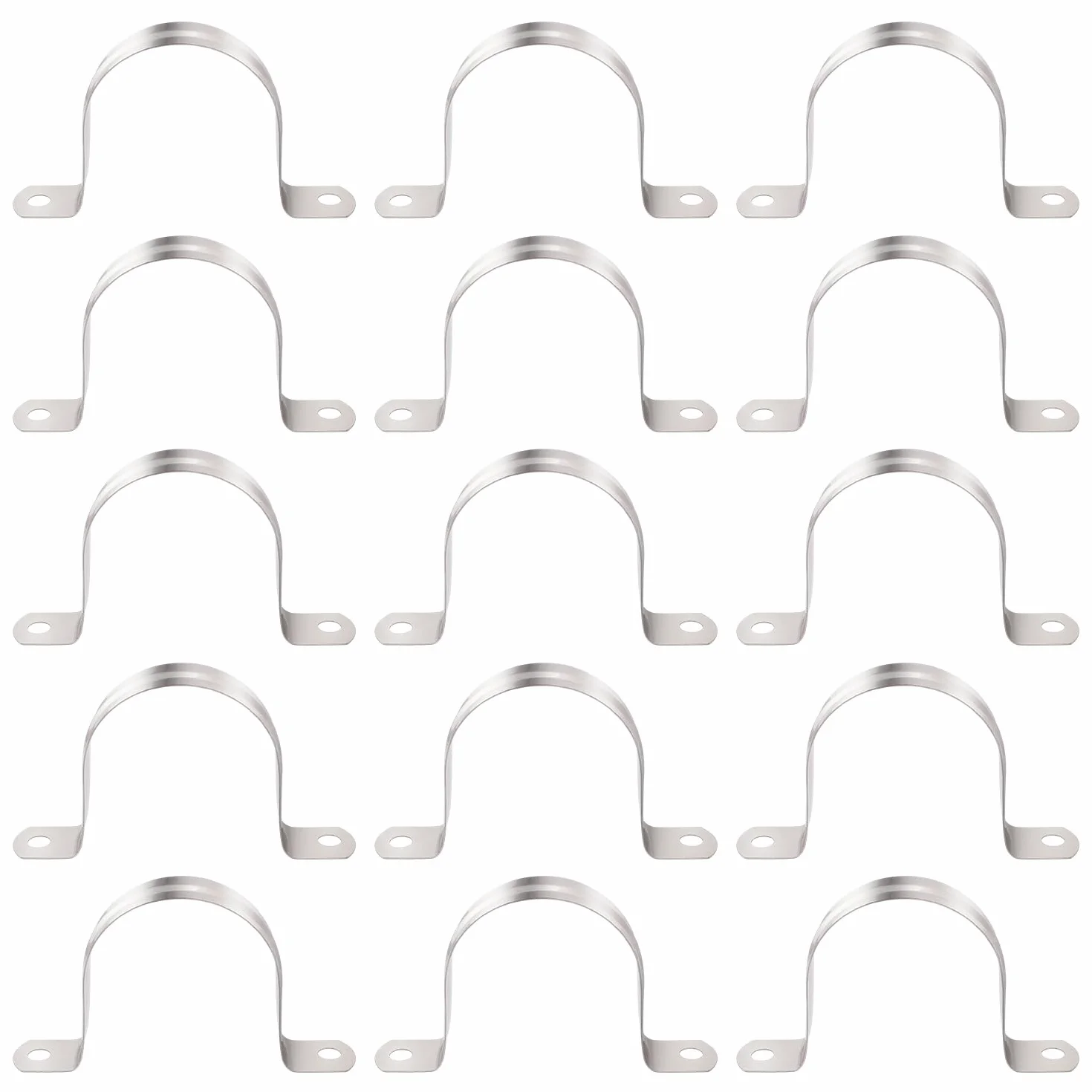 15 Pezzi Ø 50mm U-Fascette Stringitubo, Clip per Condotto con 2 Fori, Cinghia Rigida per Tubi in Acciaio Inox 304, per Tubi e Cavi