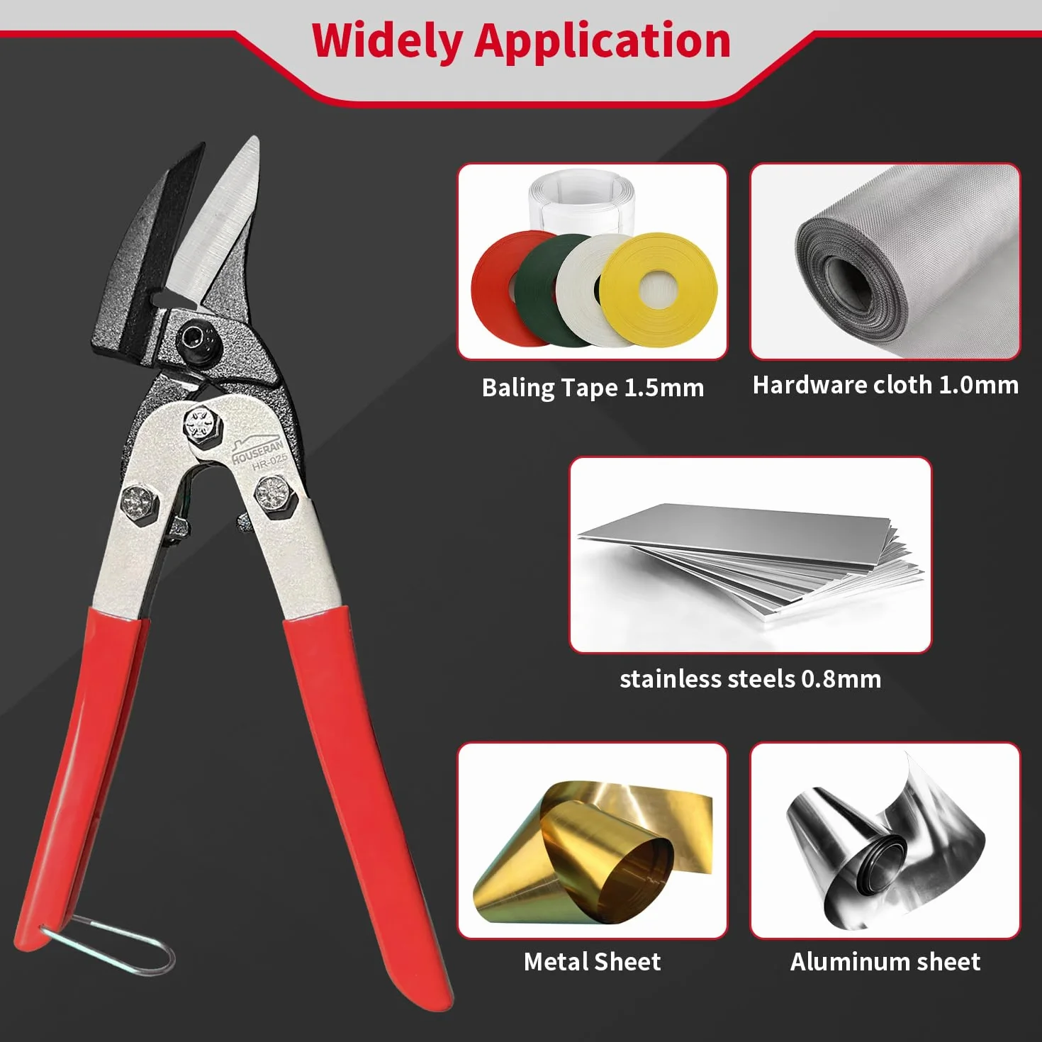 Cesoie per Lamiera HOUSERAN da 260 mm, Cesoie Metalliche con Meccanismo di Blocco di Sicurezza, per Tagliare Lamiera, Alluminio, Pelle, Rete Metallica, Rame, Plastica e Lastre di Plastica.