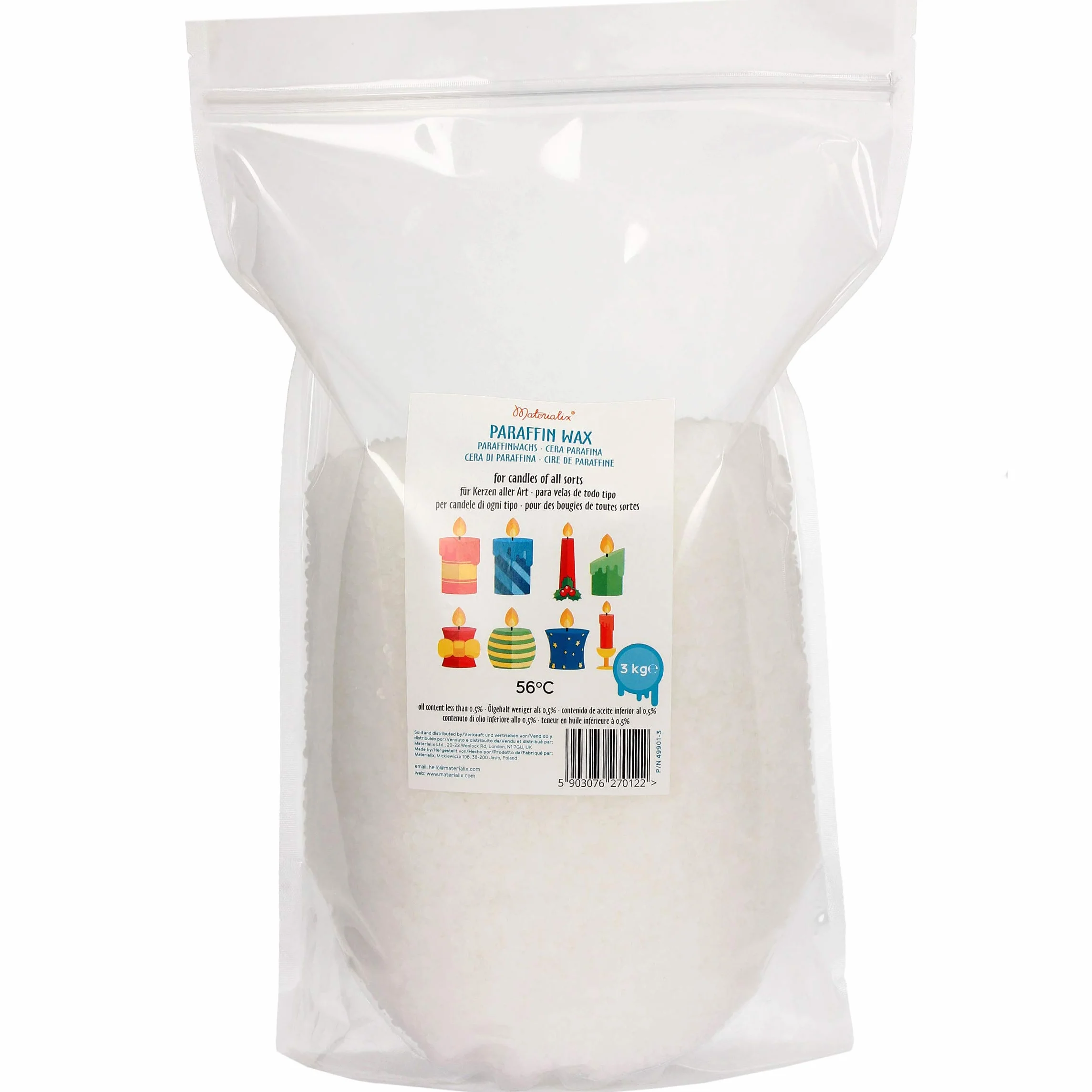 Materialix Cera di paraffina per candele - varie dimensioni (3kg)