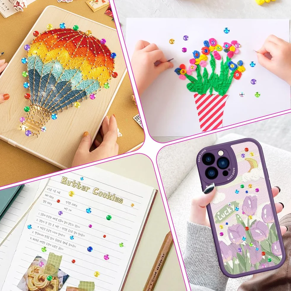 Vicloon 12 Fogli Adesivi Strass Colorati Cristallo Foglio Brillantini per Bambini Fai da Te