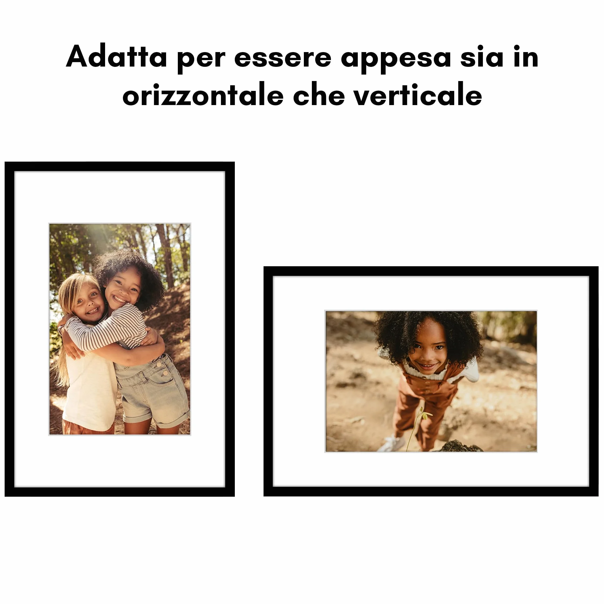 Americanflat Cornice Nera 30x45 cm con Passepartout - Portafoto Bordo Sottile PVC