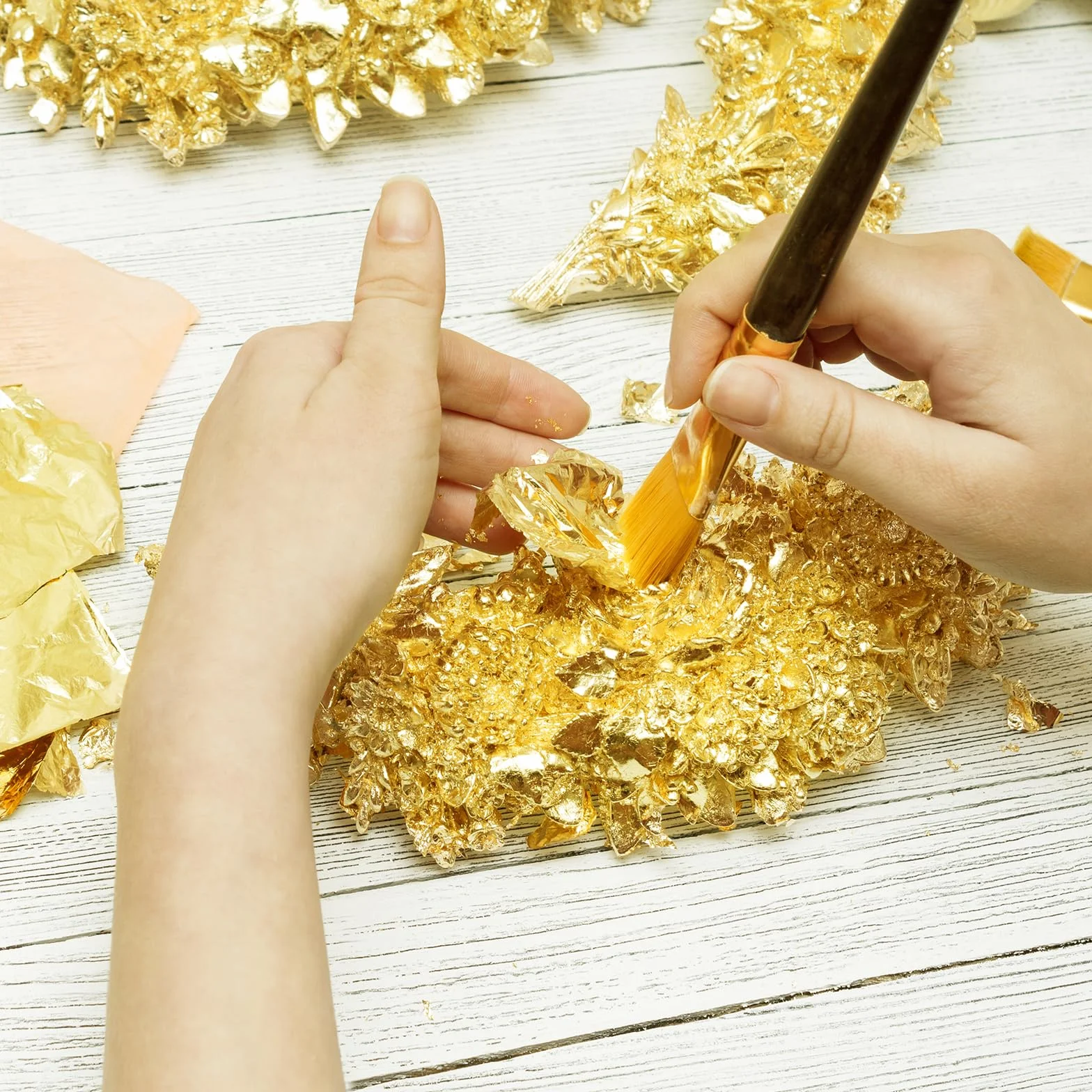 CATELL Foglia Oro Imitazione 300 Fogli 9x9cm Lamina d'oro per Doratura DIY Artigianato