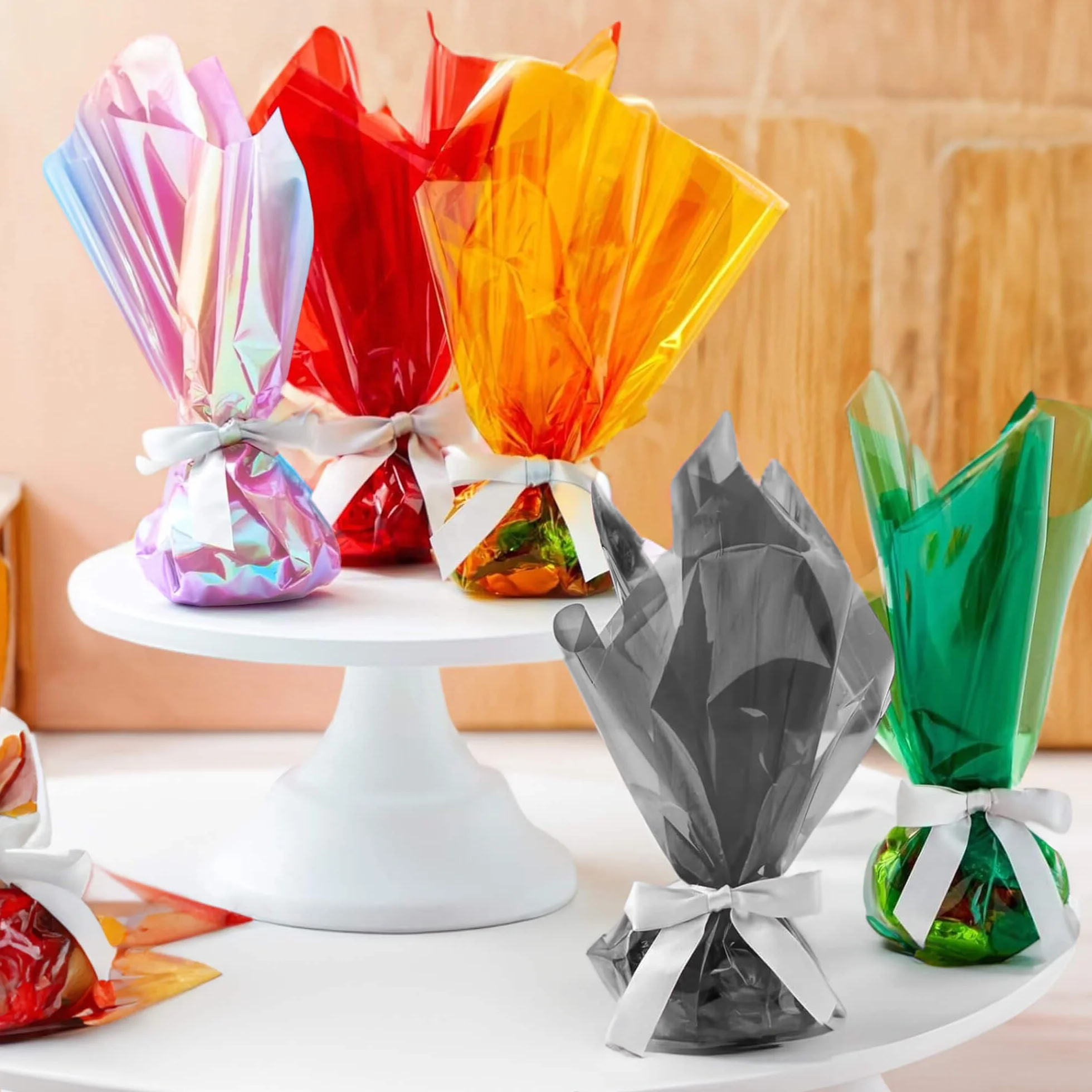 Rotolo di Cellophane Arancione (30 m x 44,5 cm) - Spessore 2,5 mm, Carta Trasparente per Regali e Decorazione Cesti di Fiori