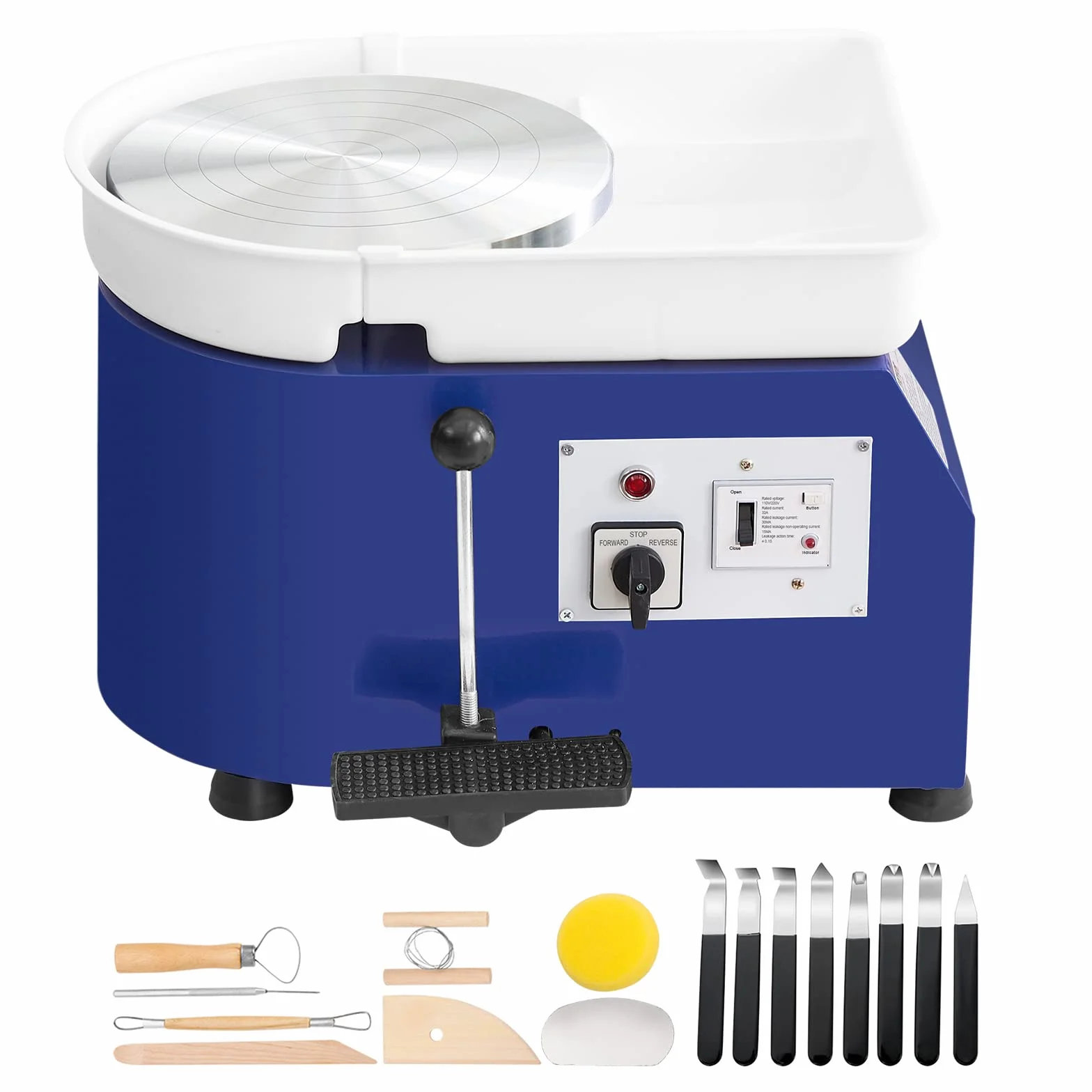VEVOR Tornio per Ceramica Argilla con Pedale 350W Diametro 28cm Velocità 60-300 giri/min, Macchina Ruota di Ceramica Fai-da-te Hobbista Controllo Velocità Controllata 350W Livello Rumore entro 60 dB