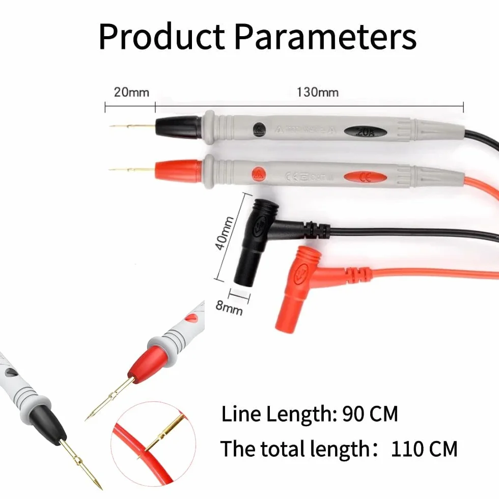 RUNCCI-YUN 2 PCS Puntali Tester per Multimetro, Spina a banana, Pinze a Coccodrillo, Sonda di Prova