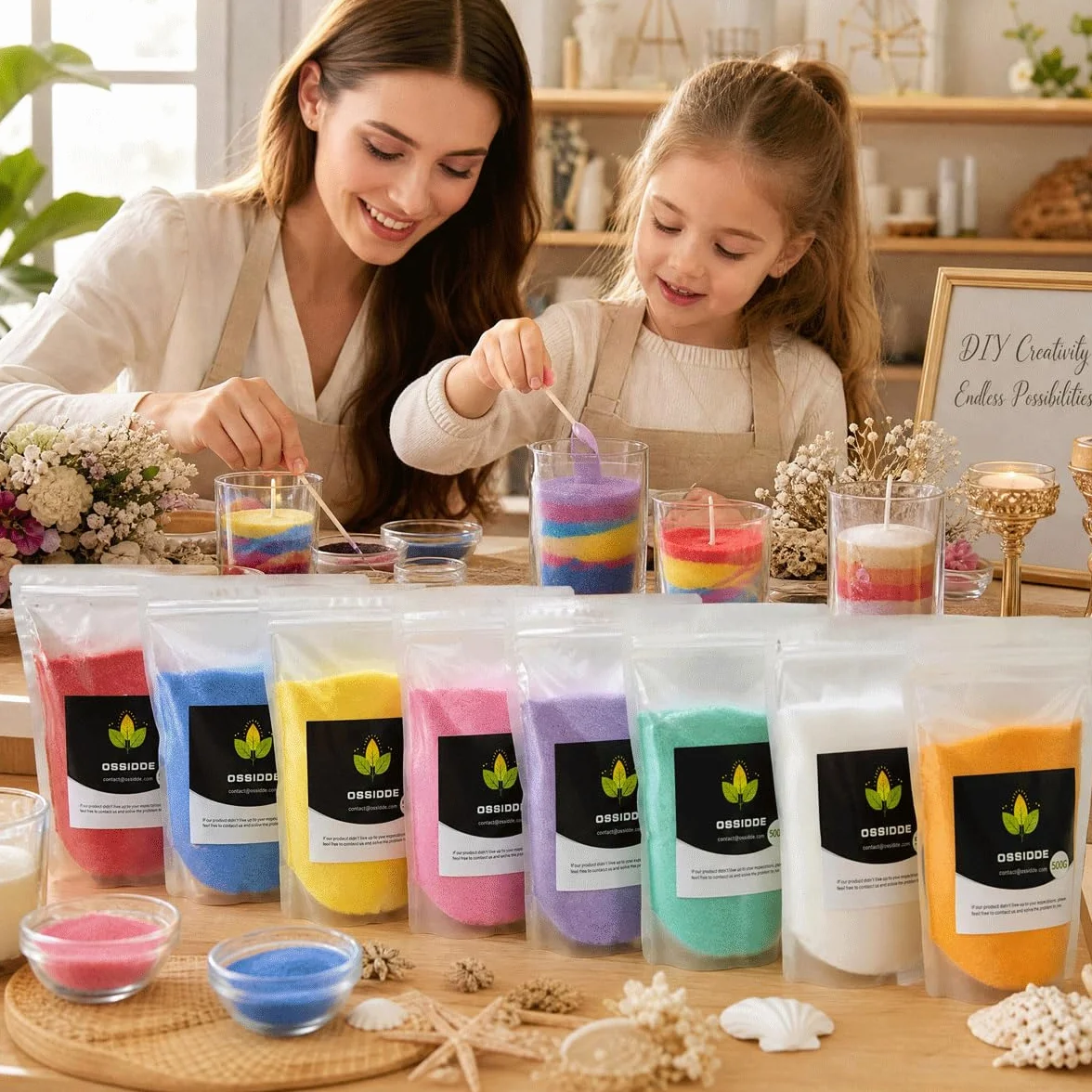 Sabbia per candele con stoppini,granuli di cera,candele fai da te,500 g,perline di cera per candele + 20 stoppini per candele