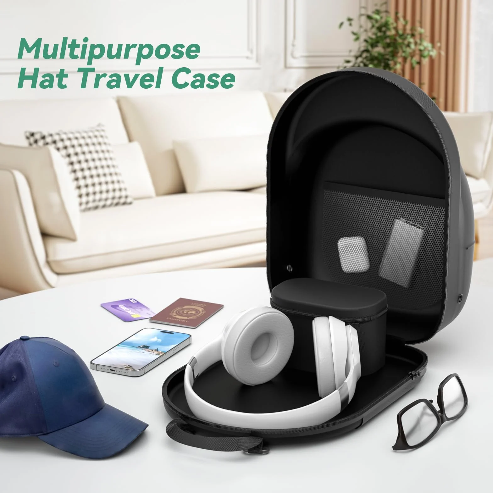 CLESOO Porta Cappellini da Viaggio, Porta Cappelli da Baseball con Maniglia per Tracolla Regolabile Custodia da Cappelli Organizzatore per Viaggi, Archiviazione Domestica