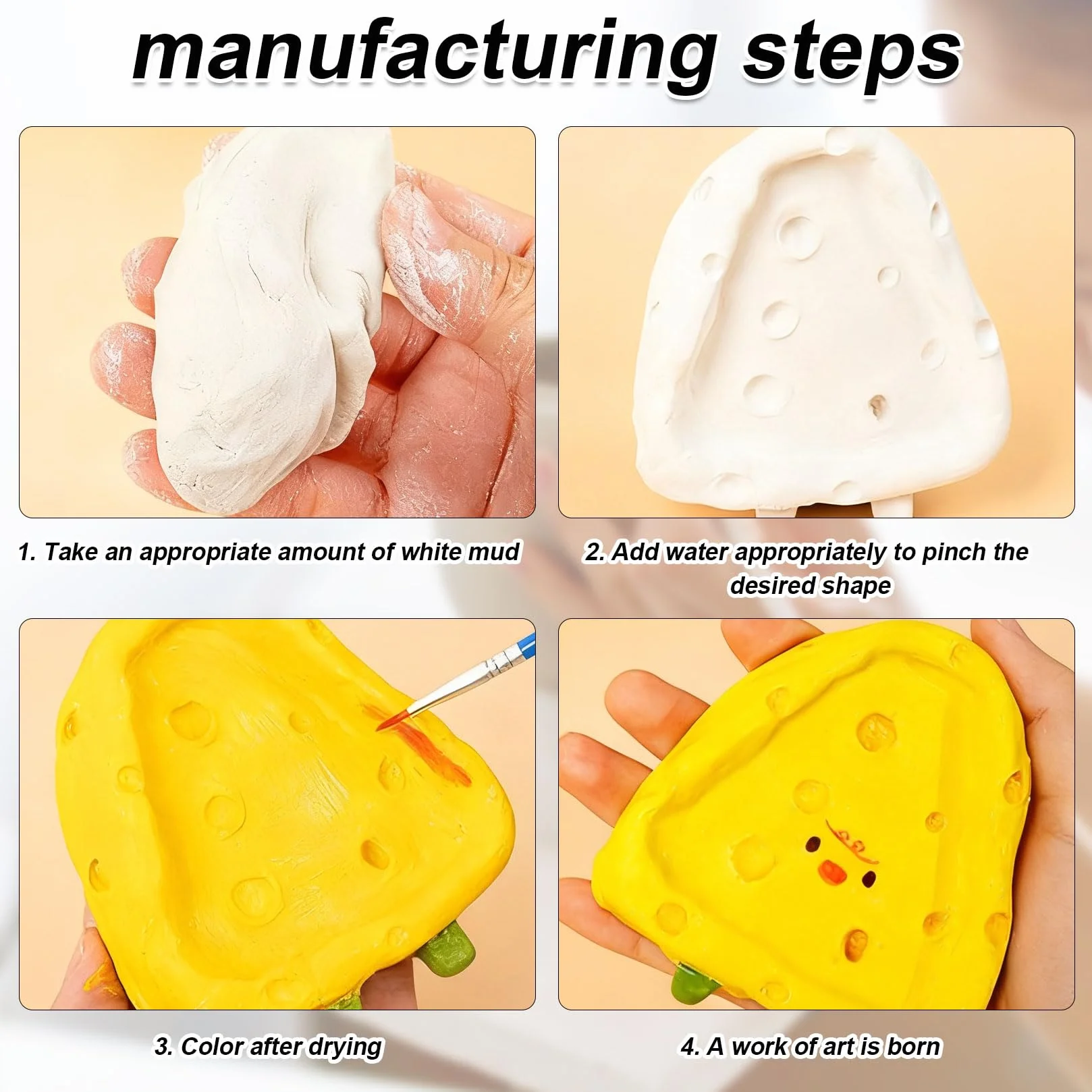 33 Pz Kit Strumenti per Modellare Argilla da Modellar, Set Professionale Kit Ceramica Fai da Te, Include 30 Strumenti Argilla Polimerica, 1 tavolozza, 1 Argilla, 1 annaffiatoio