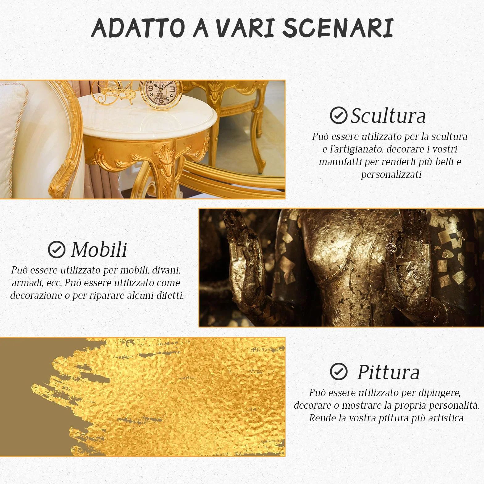 Adesivo per Foglia d'Oro, 100 ml di Colla, 100 ml di Vernice, 100 Pezzi di Foglia d'Oro, 2 Pennelli, Cotone per Pulire, per Arte, Artigianato e Pittura