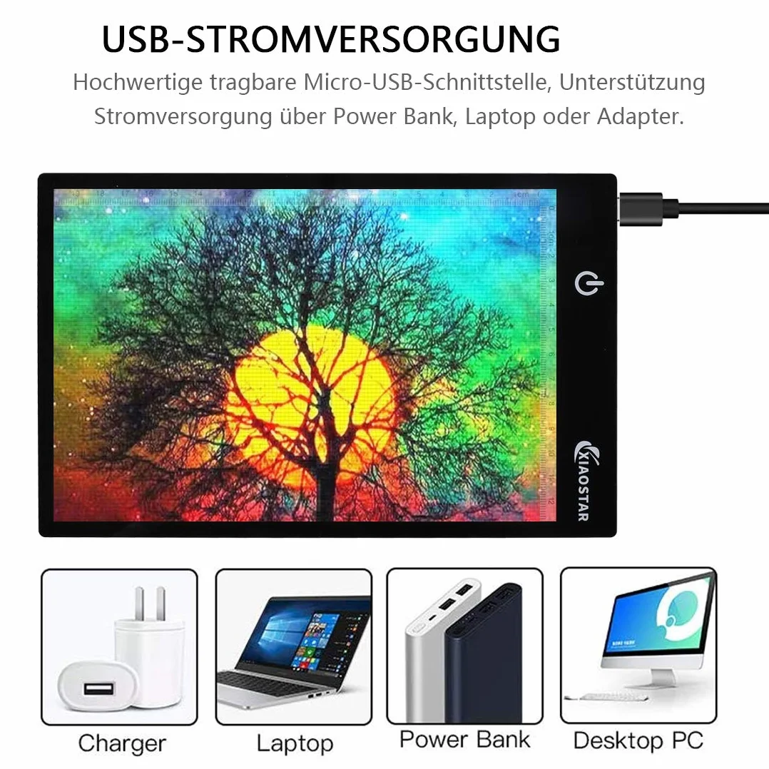 A5 LED Light Table Pad Light Pad LED Drawing Pad Luminosità regolabile Light Box Copy Board con cavo USB per artisti che disegnano Animazione Tappetino luminoso per pittura con diamanti