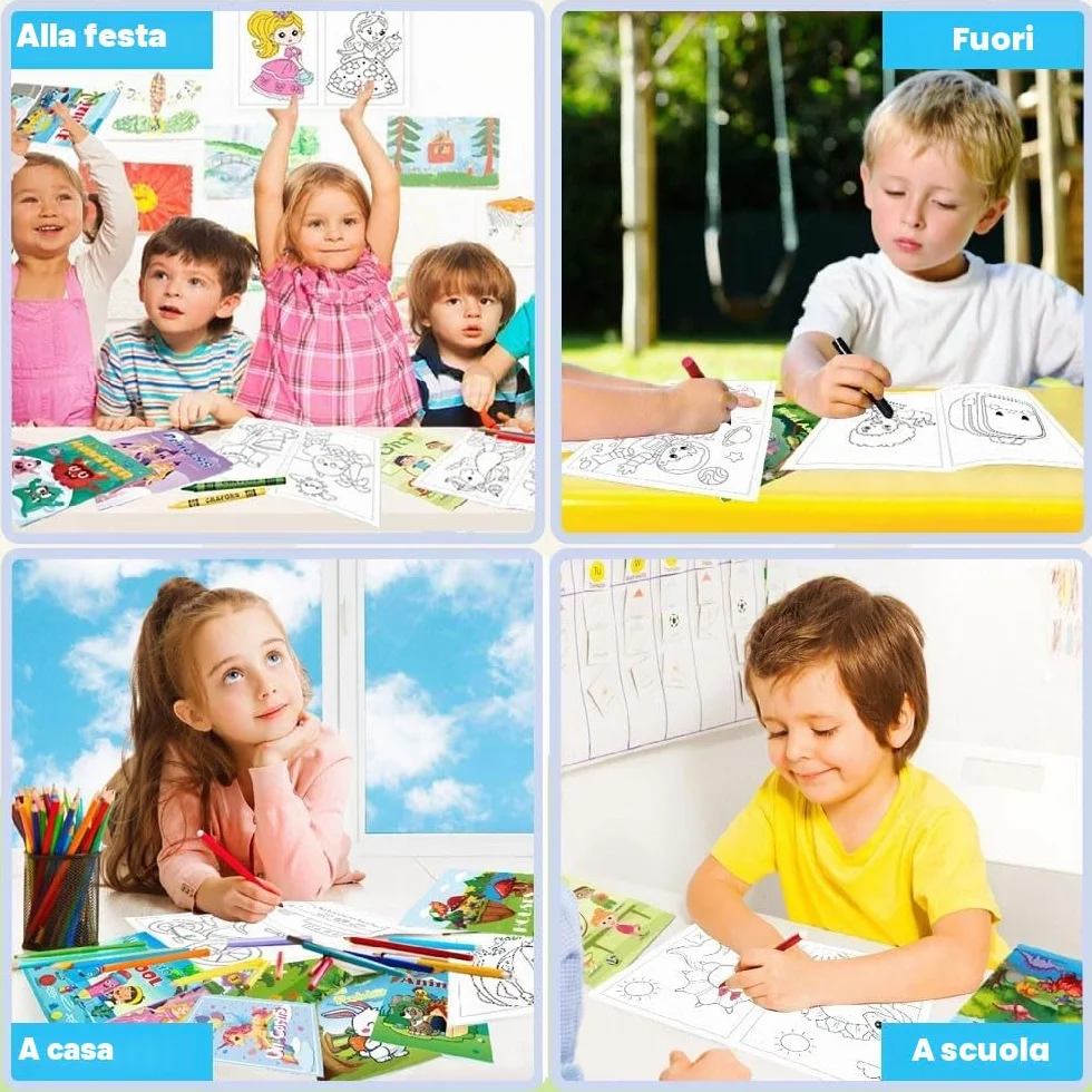 Aannanl 24 mini libri da colorare per bambini 2-8 anni regali feste attività scolastiche