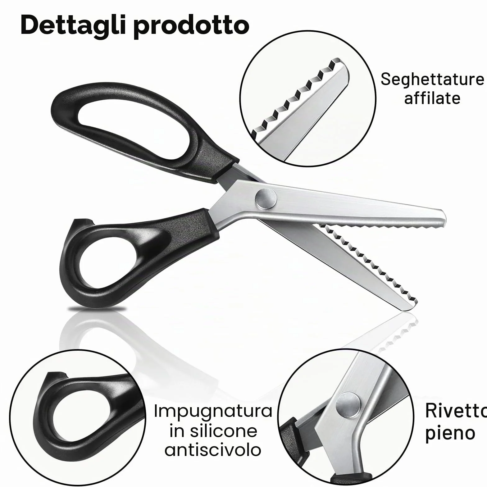 Forbici professionali per tessuti a zig-zag con fermagli - Set seghettato per taglio vestiti