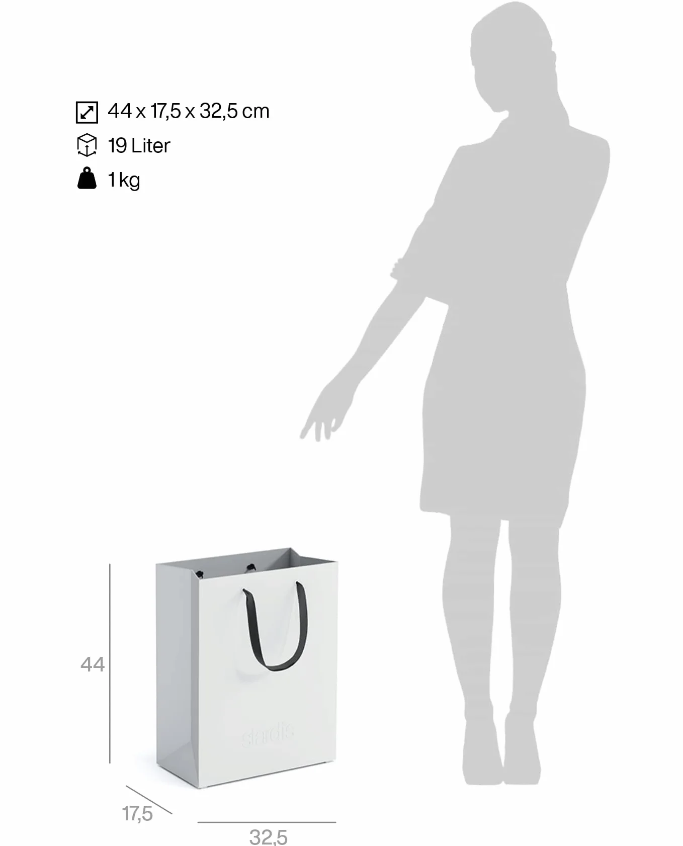 binbox Quadrato Cestino per Carta e Rifiuti di Design con Maniglie per il Trasporto per Ufficio, Elegante Cestino Portatile e Compatto in Plastica Bianco Alpino